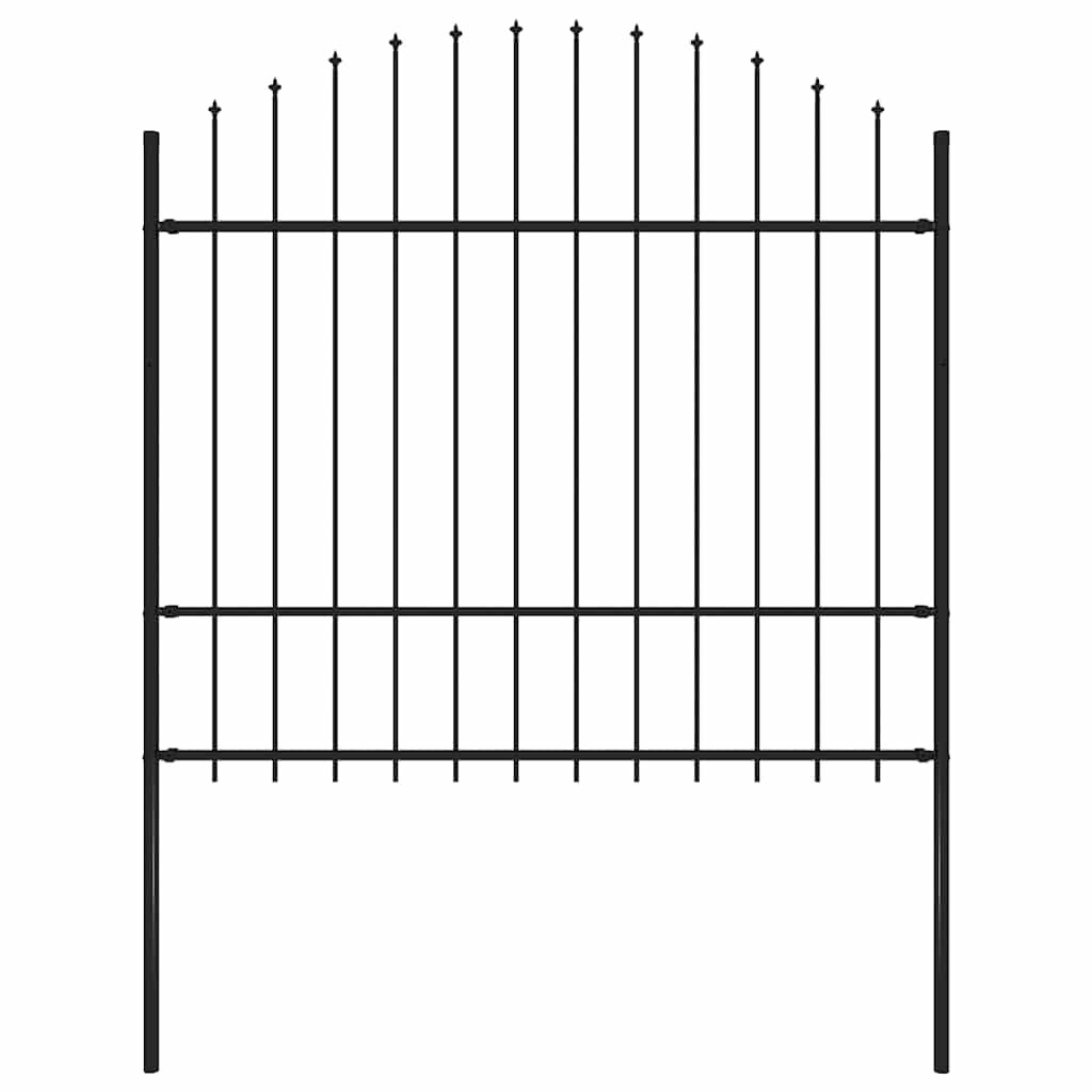 Walplus Steel Garden Fence "Woerden" with Spear Top - Black - 170 x 175 cm