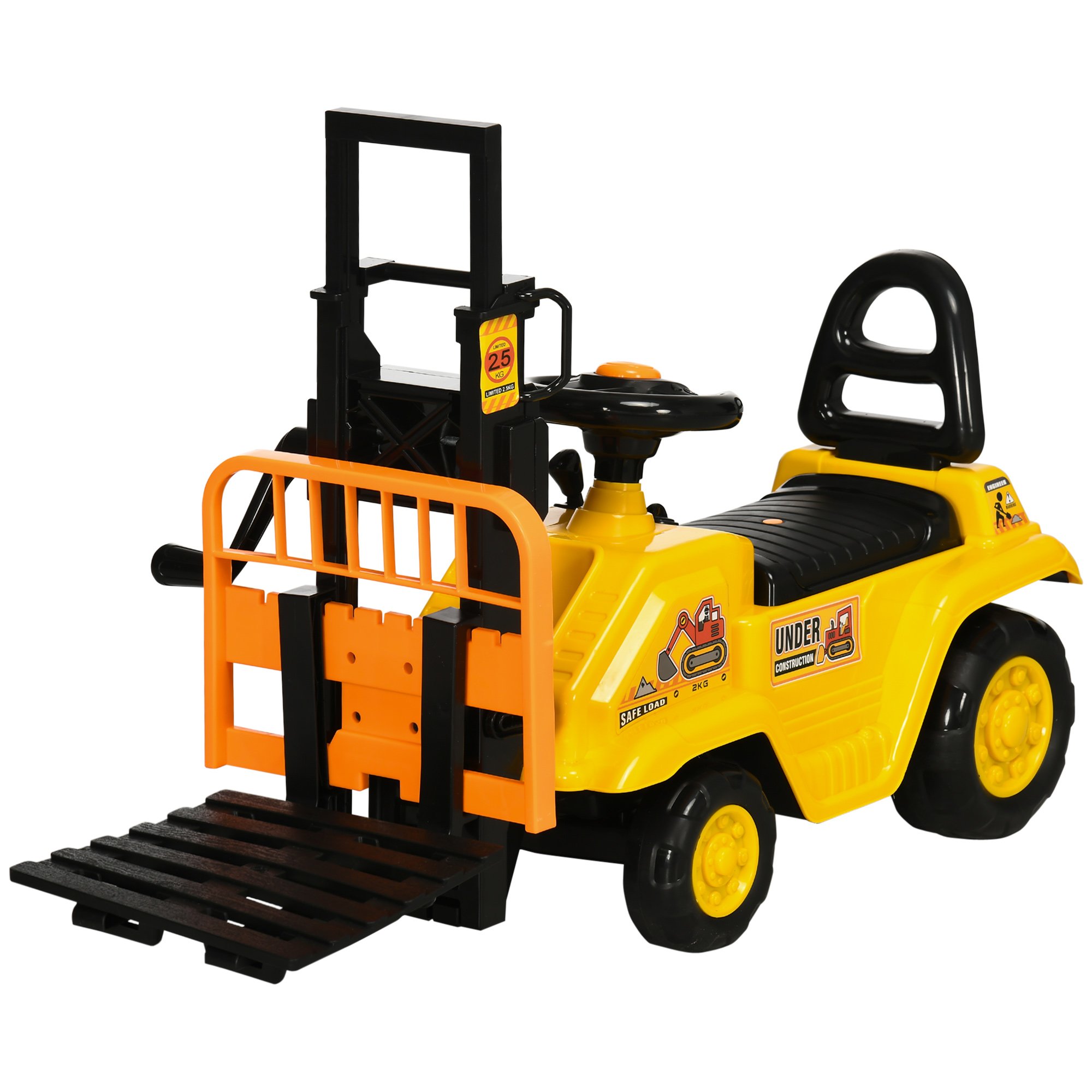 HOMCOM 3 to 4 Years Under Seat Storage Ride On Forklift Truck – Yellow