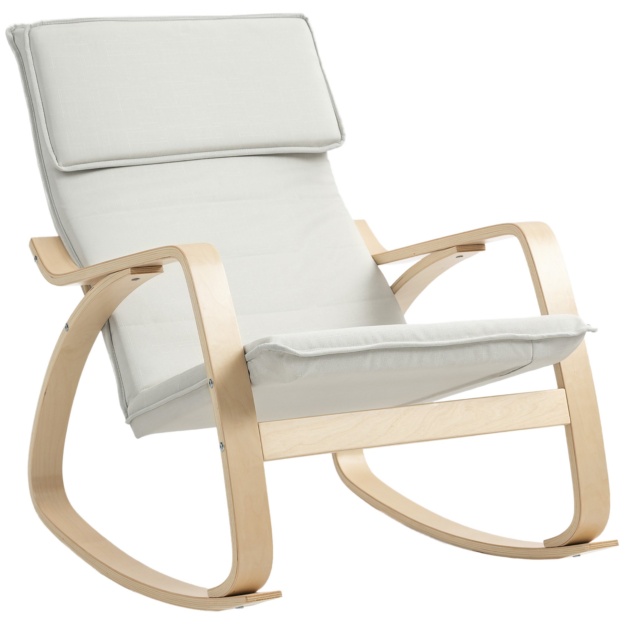 HOMCOM Comfortable Relax Rocking Chair with High Back and Headrest - Cream White