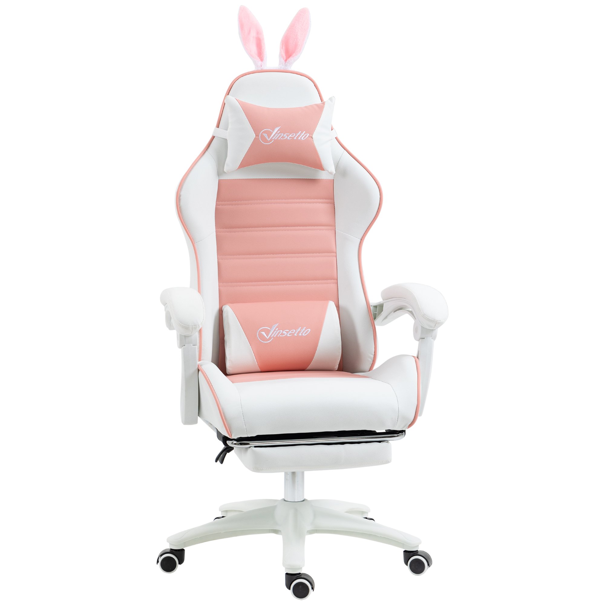 Vinsetto Rabbit Ears Ergonomic Computer Chair - Pink and White