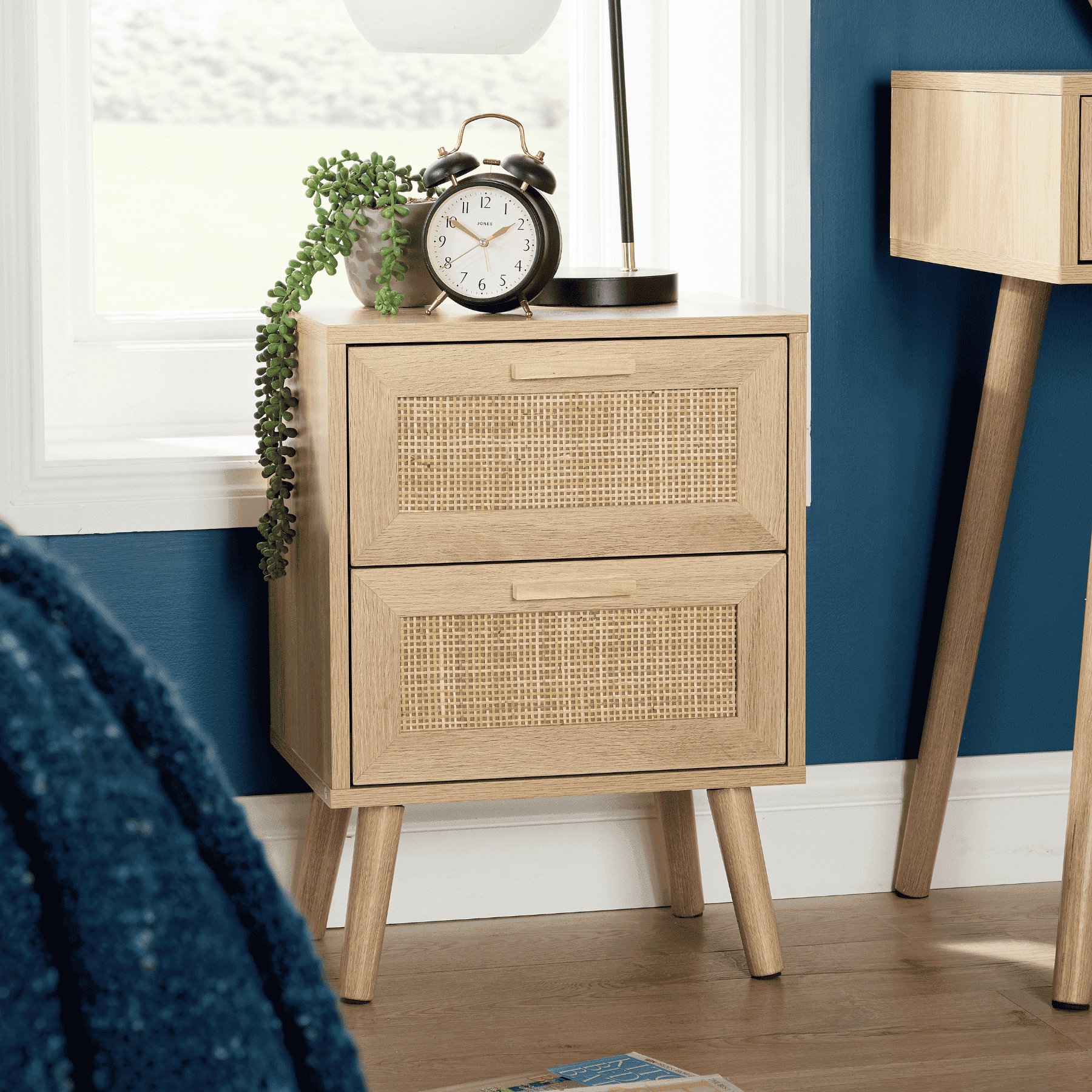 Home Source Astbury 2 Drawer Bedside Table - Natural