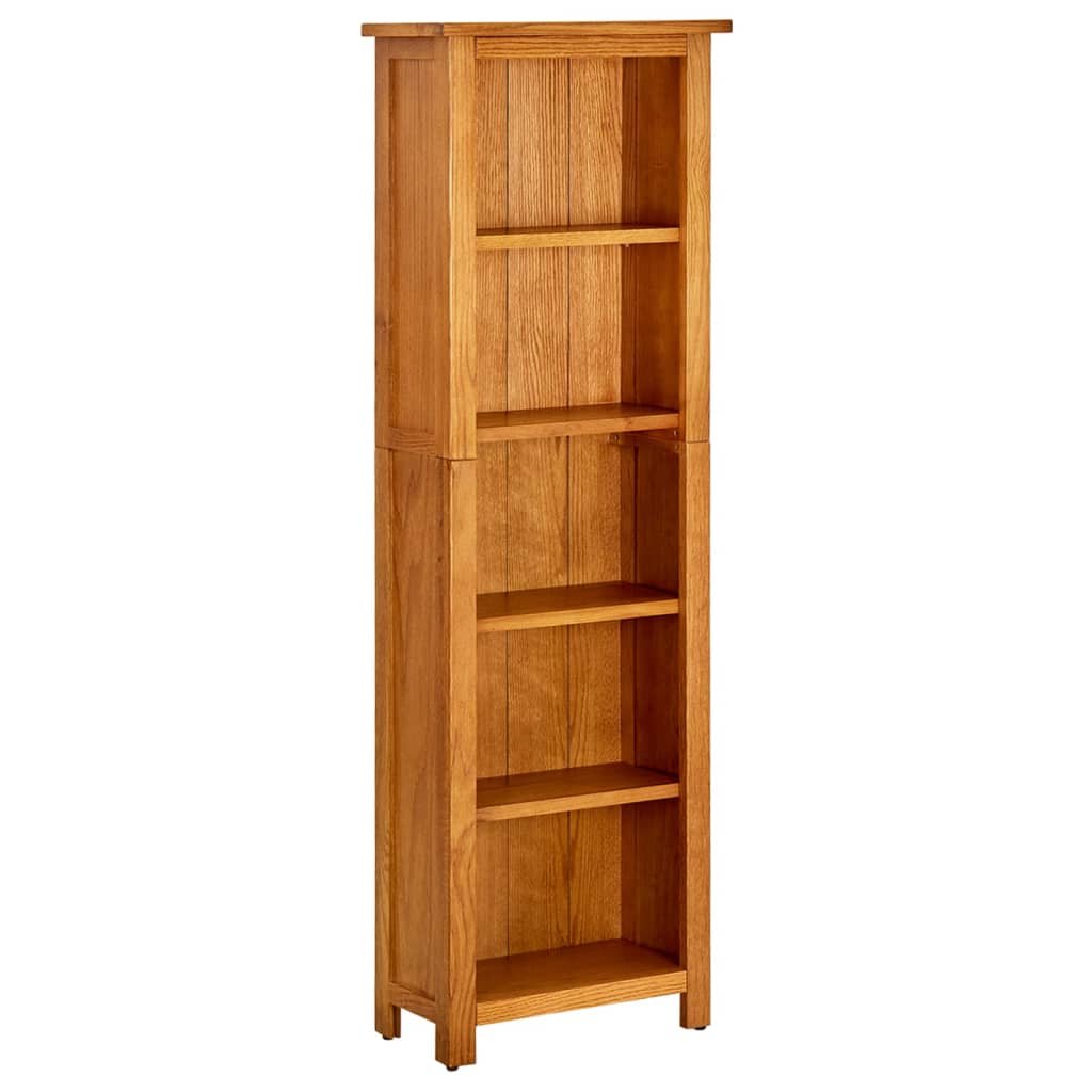 Walplus Solid Oak Bookcase - Brown - 45 x 22 x 140 cm