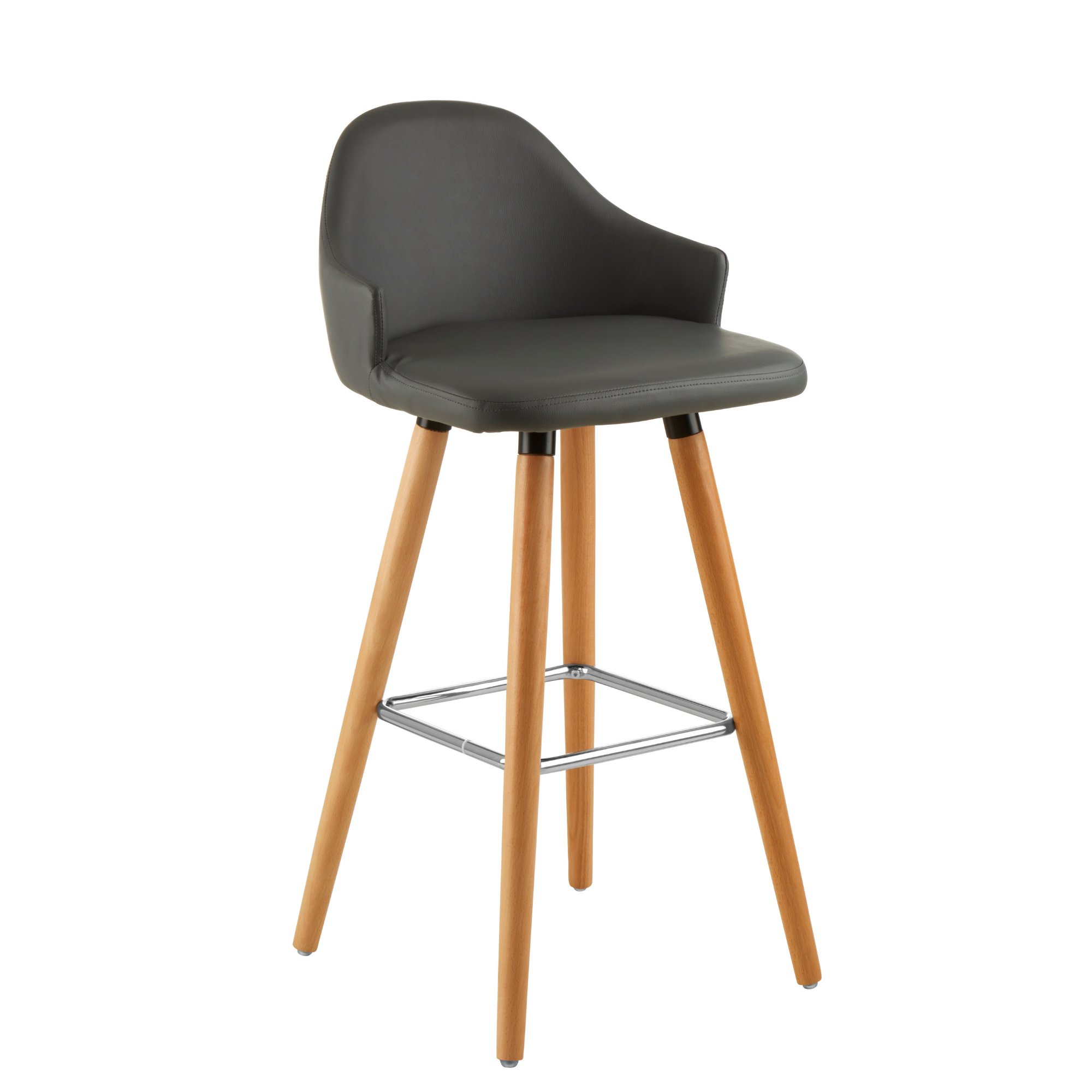 Orsina Stockholm Faux Leather Bar Stool – Grey and Natural