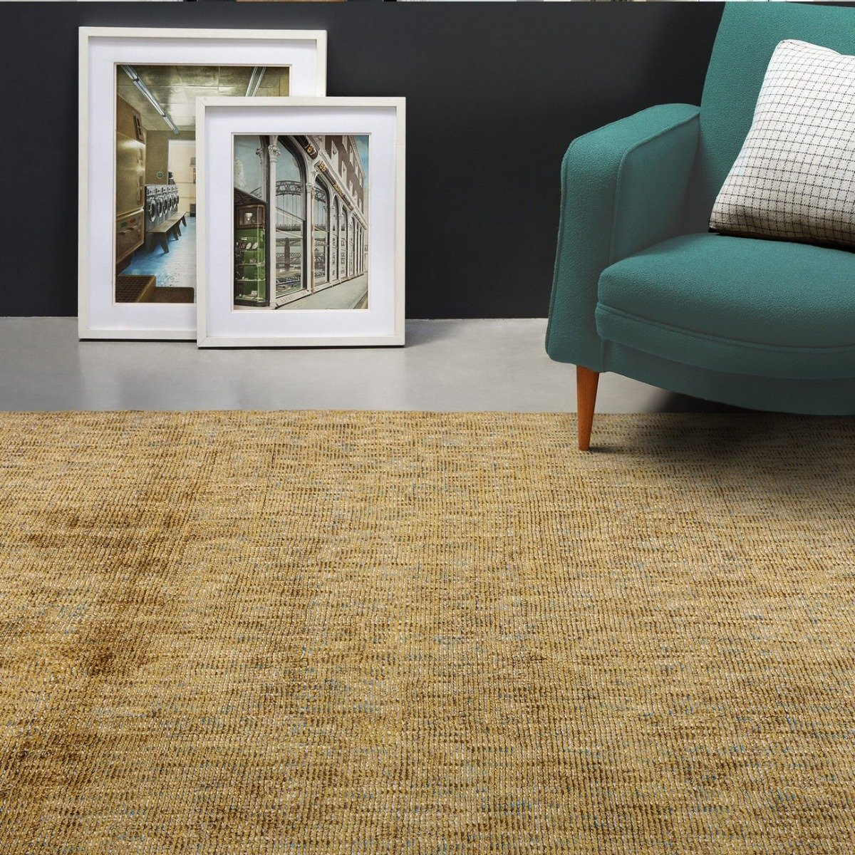 Mega Flooring Yellow Handmade Plain Rug - 120 x 170cm