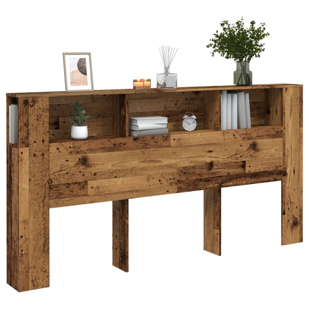 Walplus Engineered Wood Headboard Cabinet - Dark Wood - 200 x 18.5 x 102.5 cm