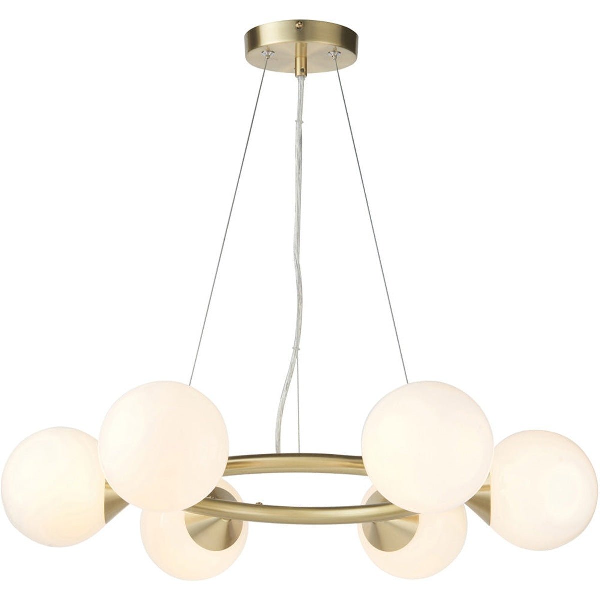 Loops Direct Satin Brass LED Ceiling Pendant - Gloss White
