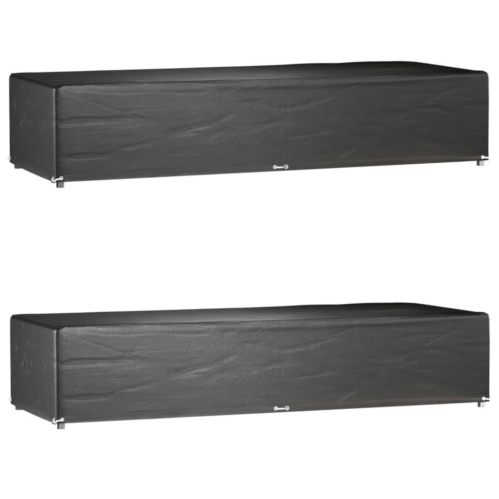 Walplus 2 Piece PE 12 Eyelets Sunlounger Cover - Black - 205 x 75 x 40 cm