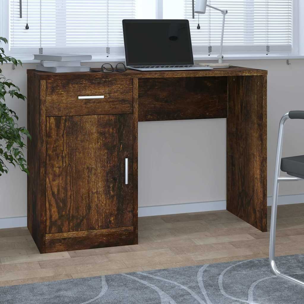 Walplus Engineered Wood Desk - Dark Oak - 100 x 40 x 73 cm
