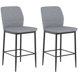 HOMCOM Set of 2 Kitchen Counter Velvet Bar Stools - Grey