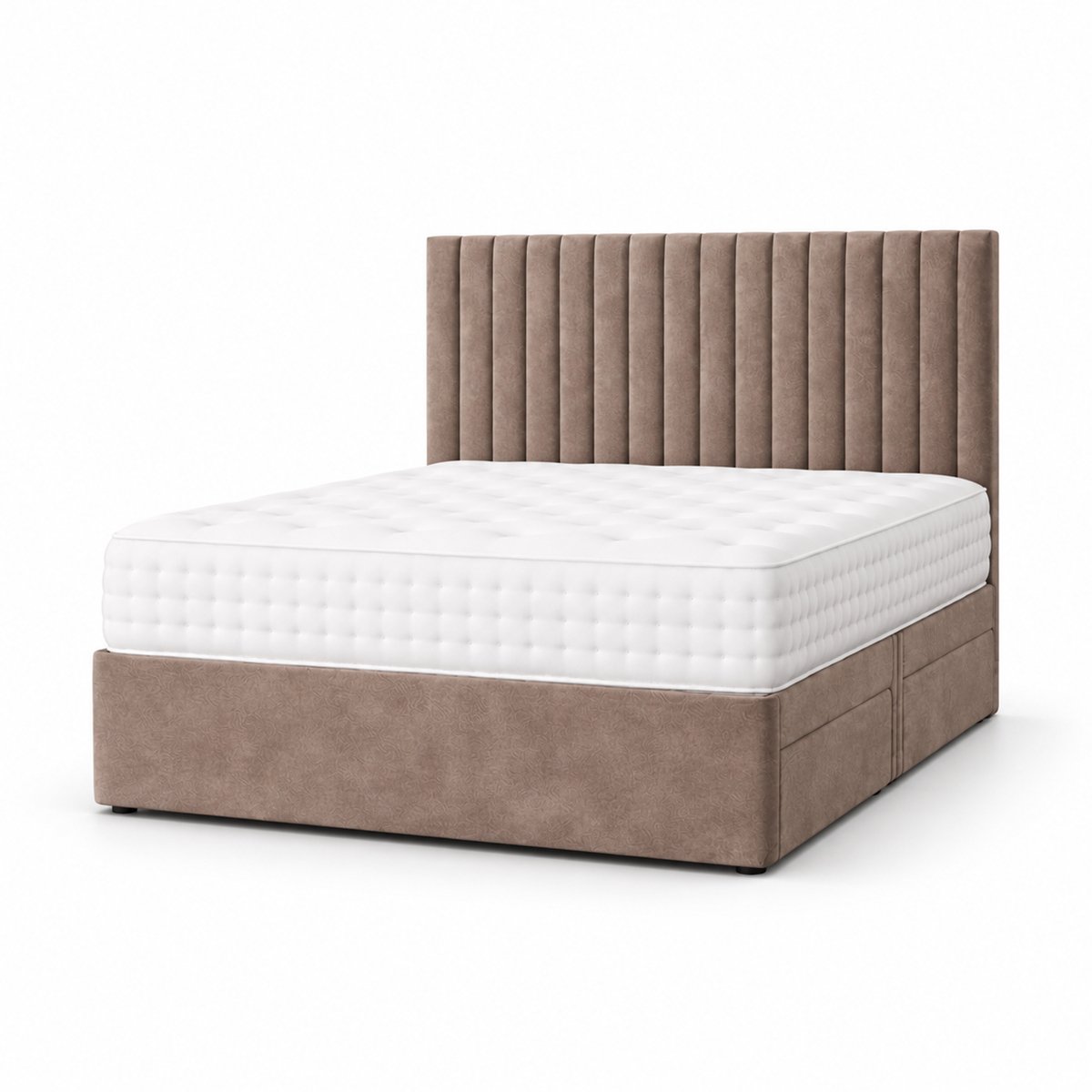 Comfy Deluxe 3ft Single    Suede  Divan Bed Set -  Beige