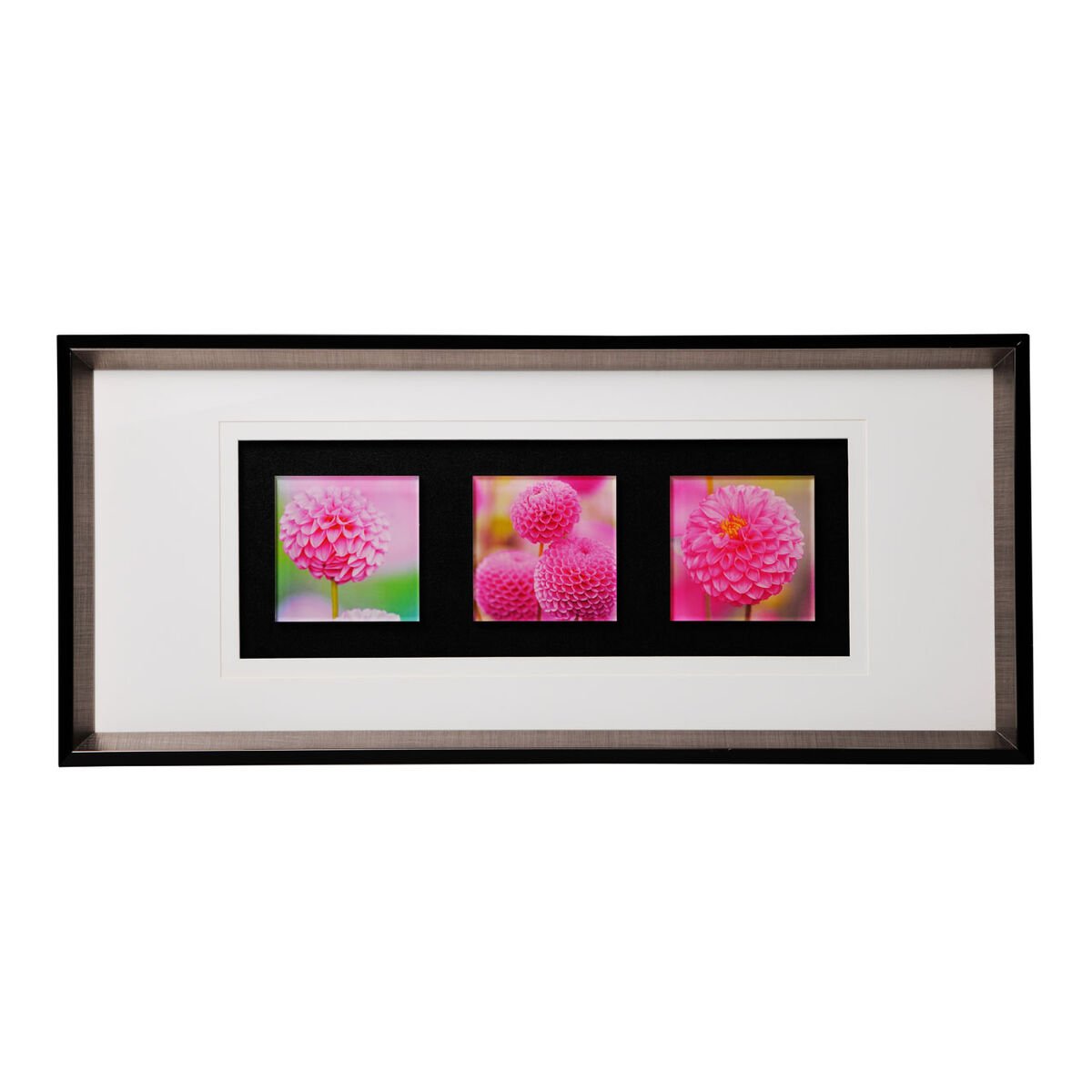 Orsina Floral Colour Glass Triple Wall Art - Pink