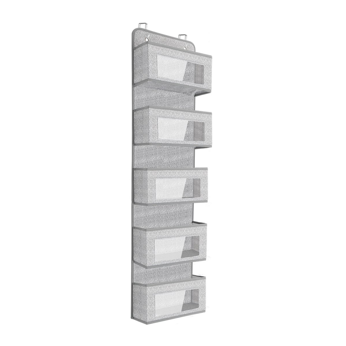 Living and Home 5 Pocket Over the Door Fabric Organizer - Grey