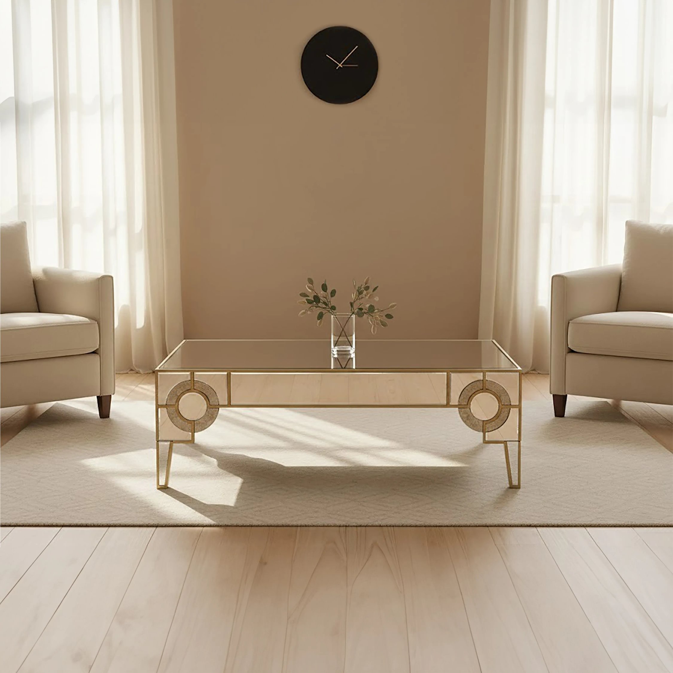 Orsina Knightsbridge Mirrored Coffee Table - Champagne Gold