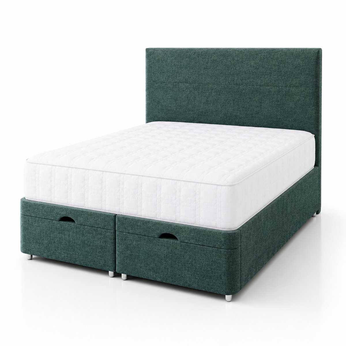 Comfy Deluxe  Plain  4ft6 Double  End Lift Ottoman Bed Set - Emerald Green