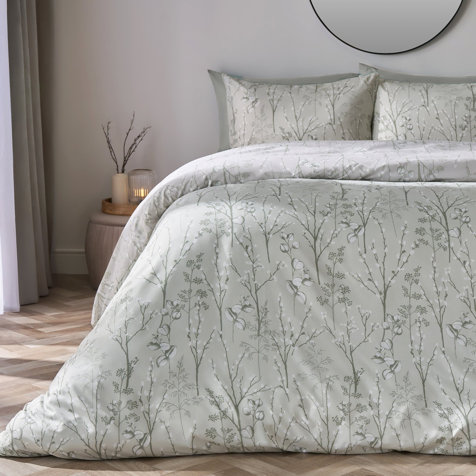 OHS Duvet Cover Set Willow Reversible Bedding Sage - Single
