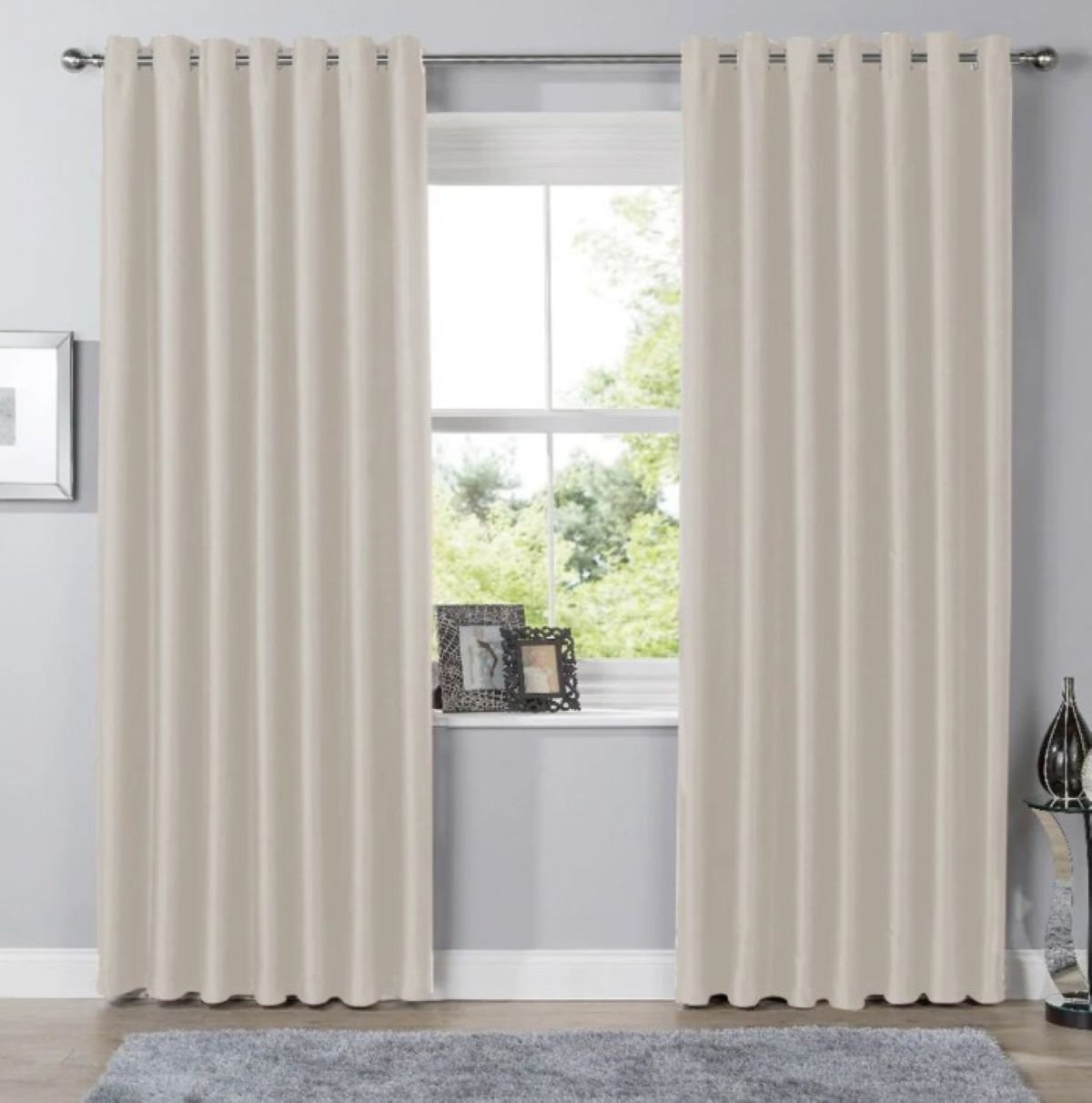 New Edge Blinds Natural Blackout Eyelet Curtains - 117cm x 137cm