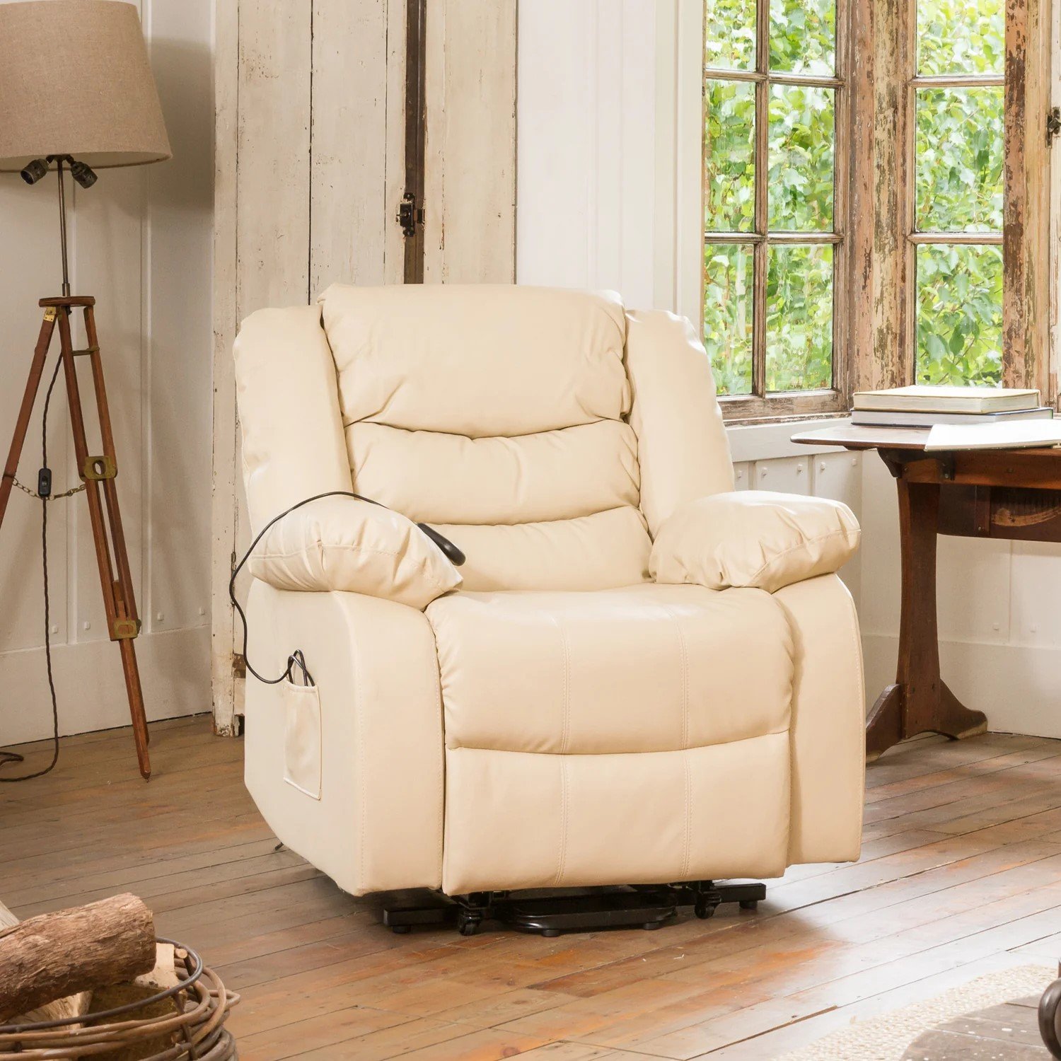 Artemis Home Brooklyn Electric Riser Recliner with Massage and Heat - Cream