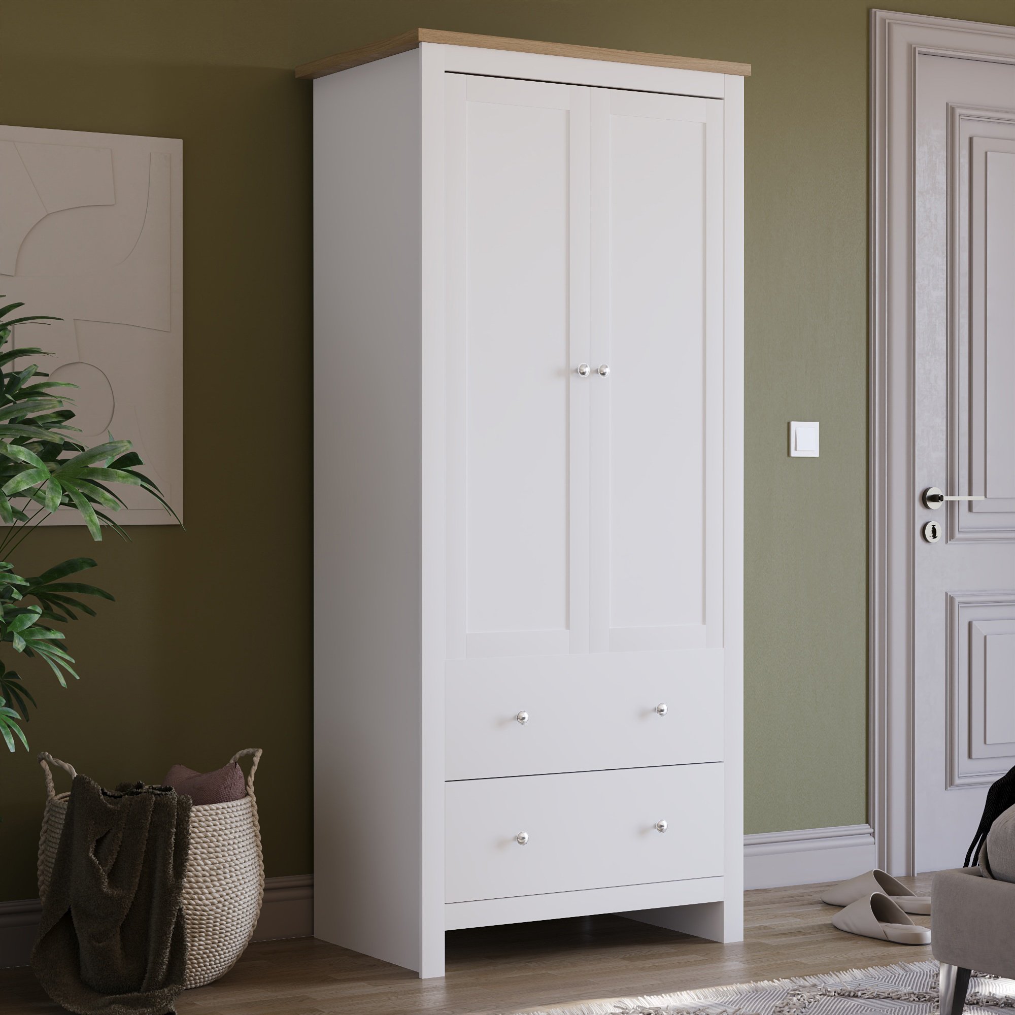 Vida Designs Arlington 2 Door 2 Drawer Wardrobe - White