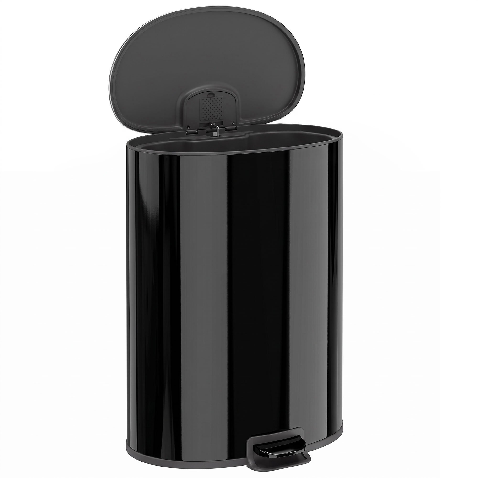 HOMCOM 50L Stainless Steel Soft Close Inner Bucket Pedal Bin – Gloss Black