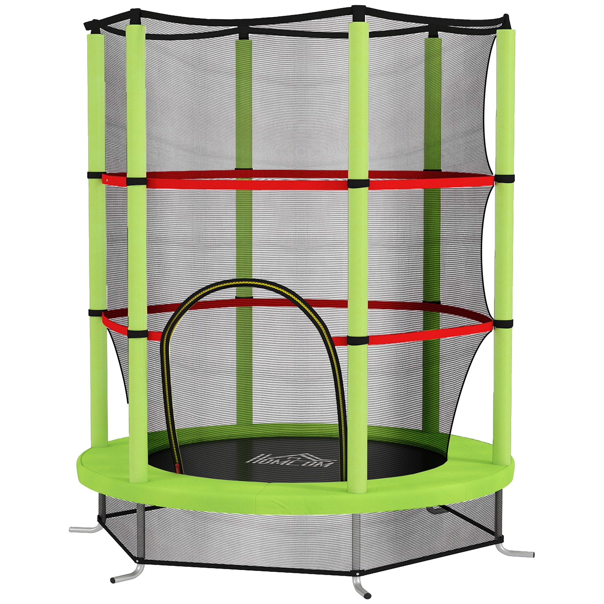 HOMCOM Steel Indoor Enclosure Net Kids Trampoline - Green