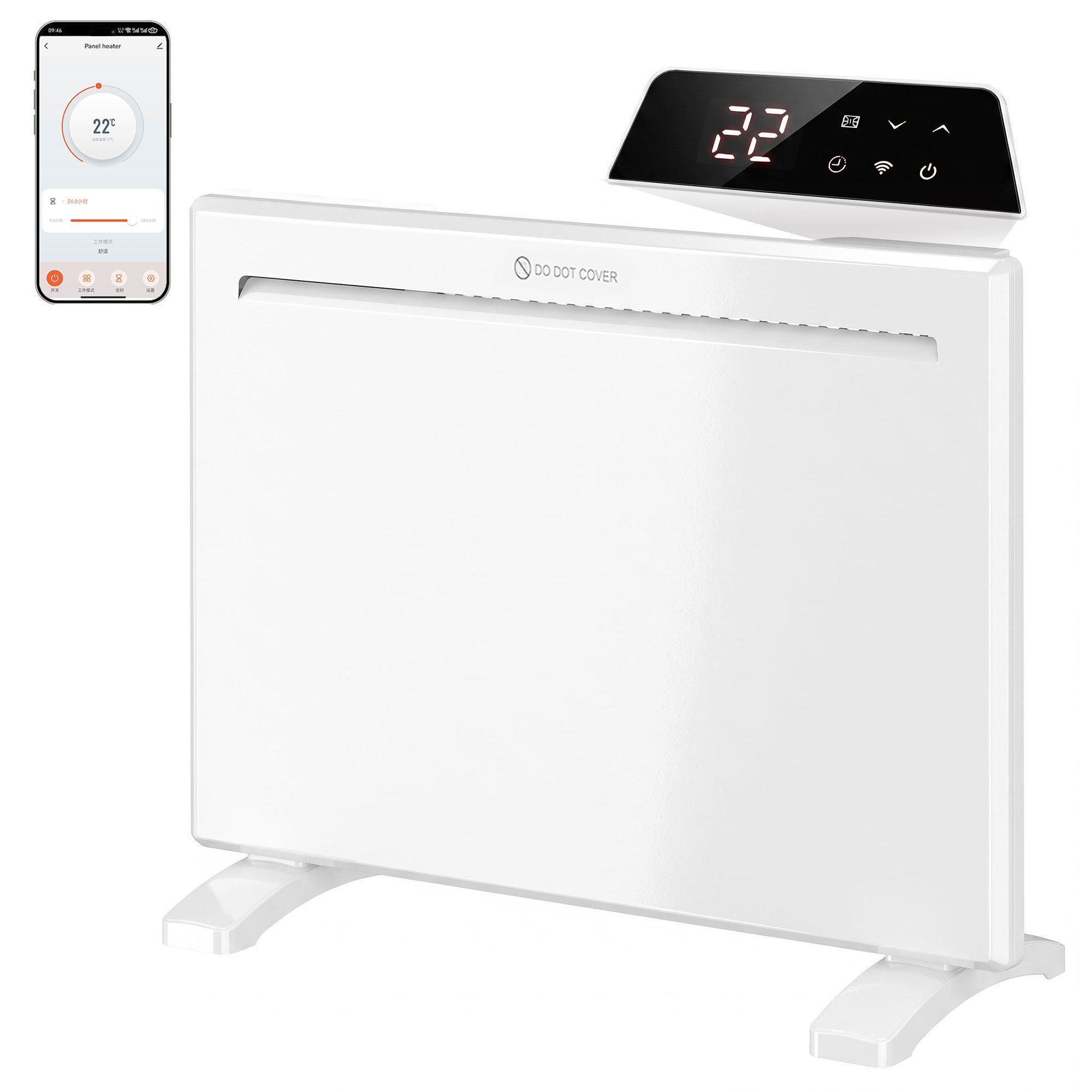 HOMCOM 1000W Wifi Enabled Smart Panel Heater With Alexa and Google Home - White