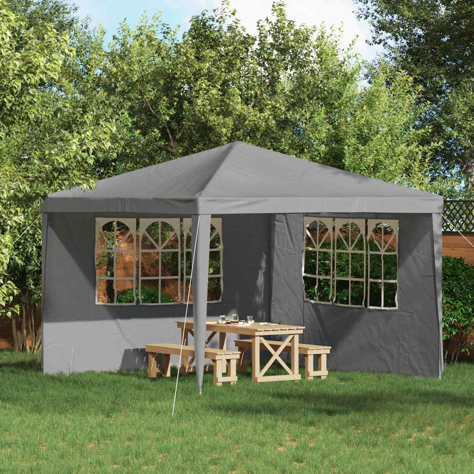 Walplus 300 x 195 cm PE Steel Frame Party Tent Sidewalls 2pcs - Light Grey