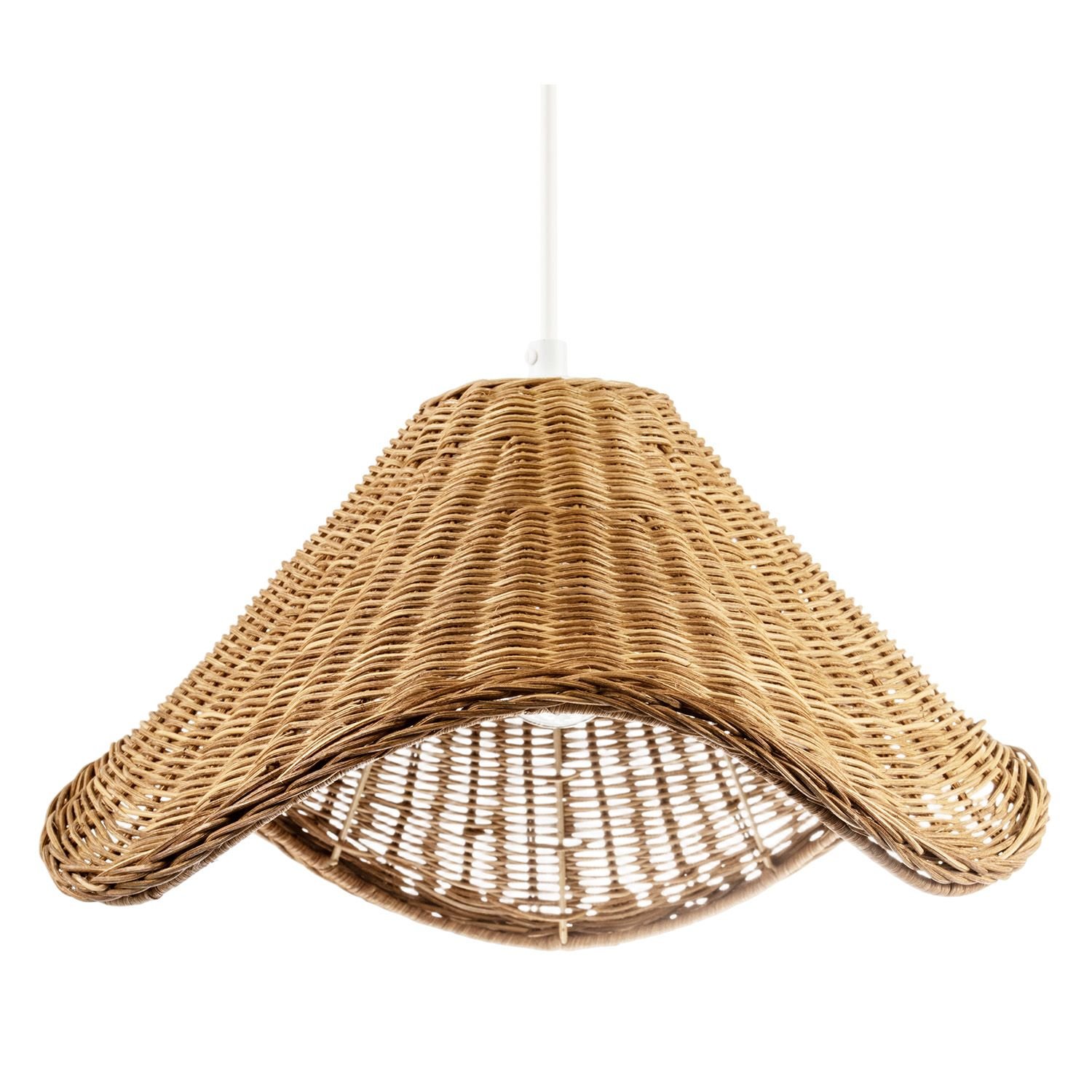 Happy Homewares Brown Boho Rustic Woven Natural Rattan Pendant Shade - 36cm