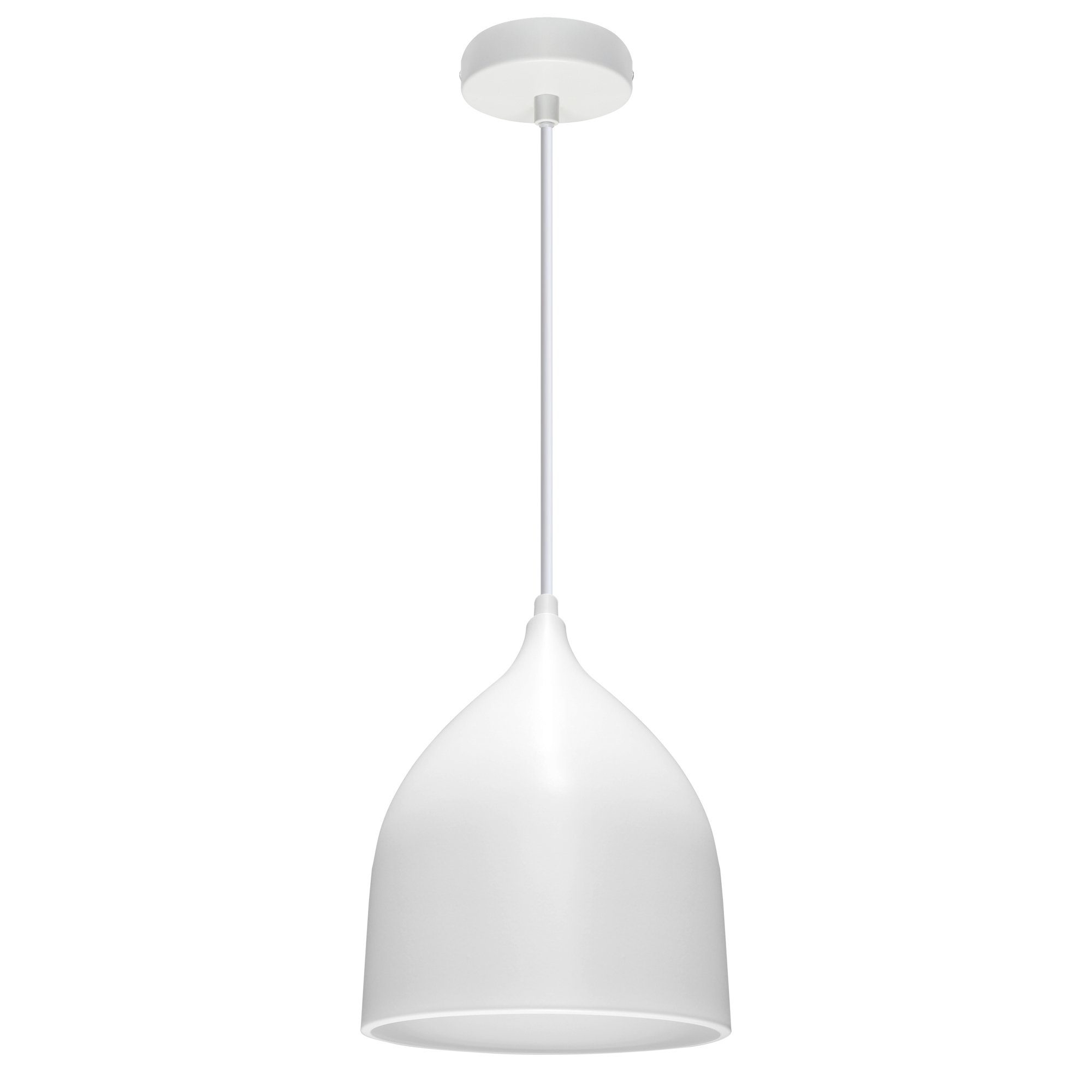 Energy Light Bulbs Teardrop Bell Metal Ceiling Pendant Light - White
