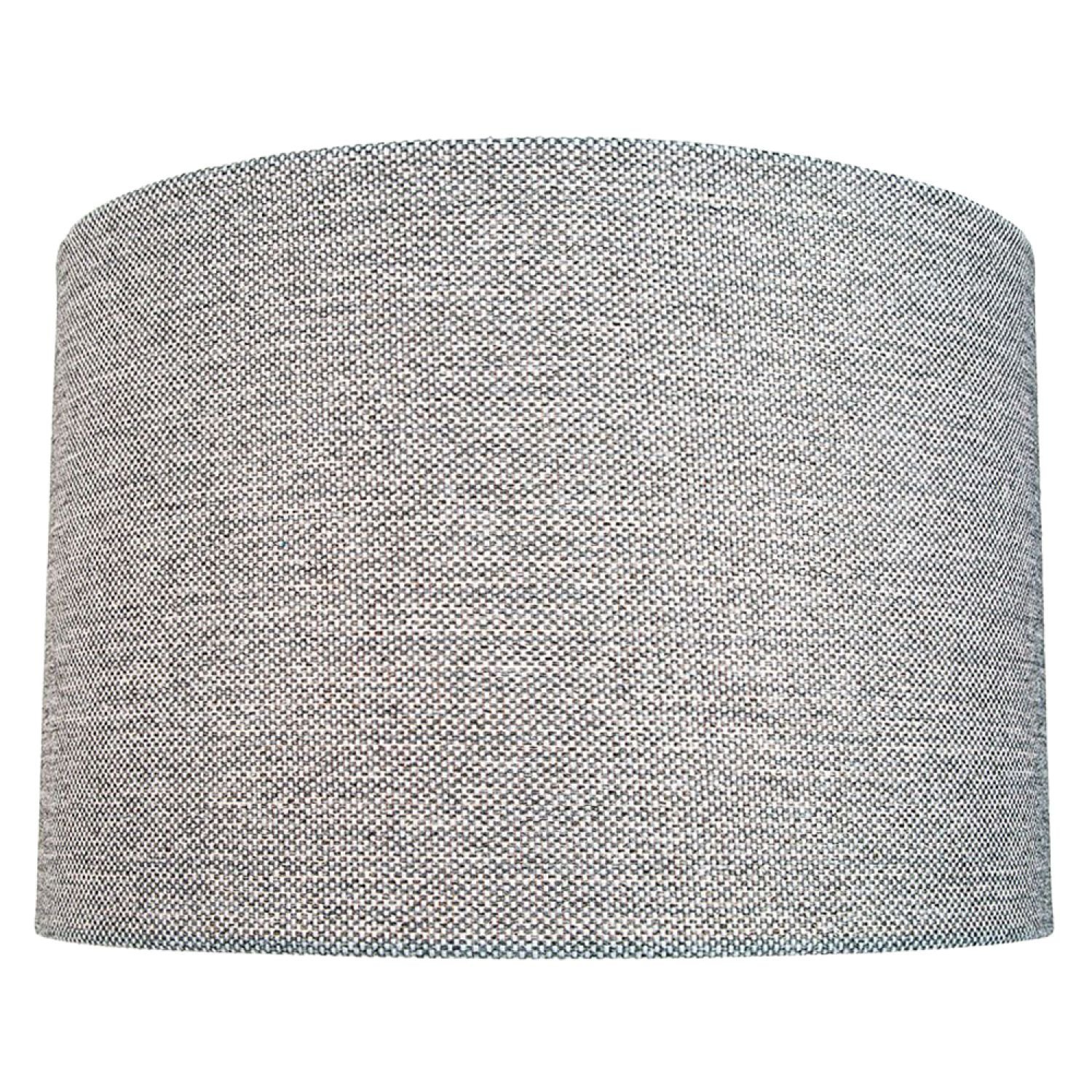 Happy Homewares Sleek Width Light Grey Linen Fabric Drum Lampshade - 35cm