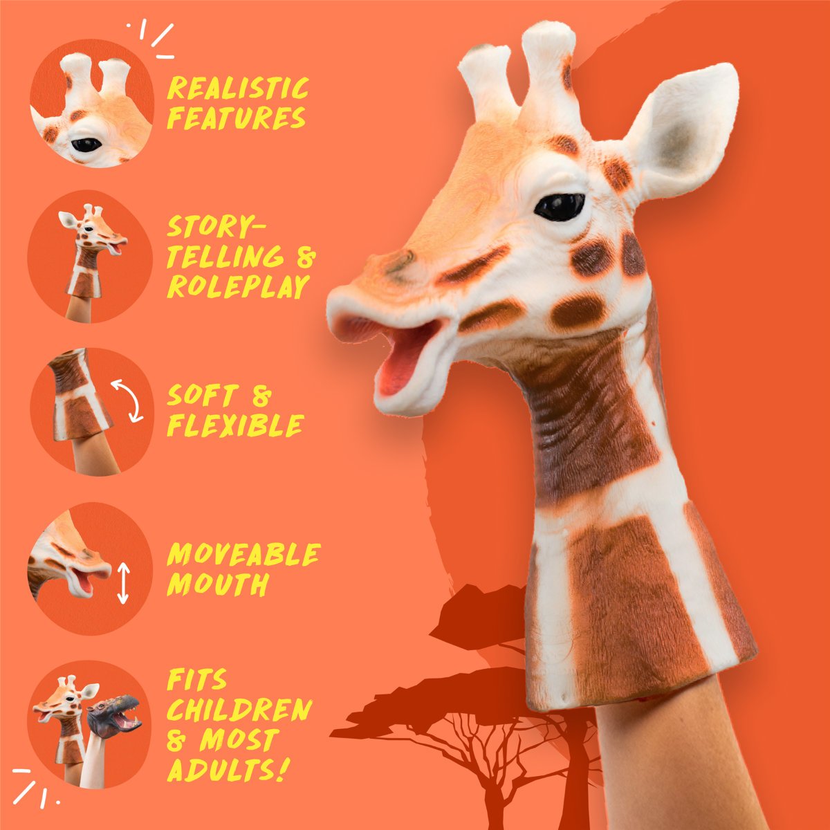 Wild Thingz Hand Puppet Soft Toy - Giraffe