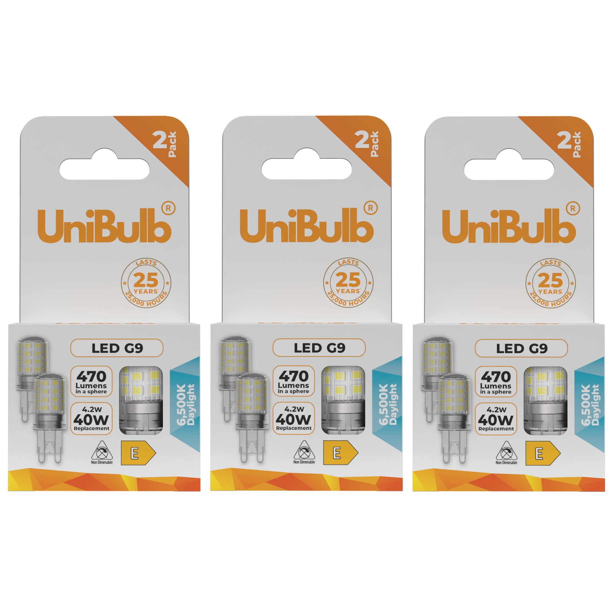 UniBulb 4.2W LED Daylight Capsule G9 Light Bulb - Pack of 6