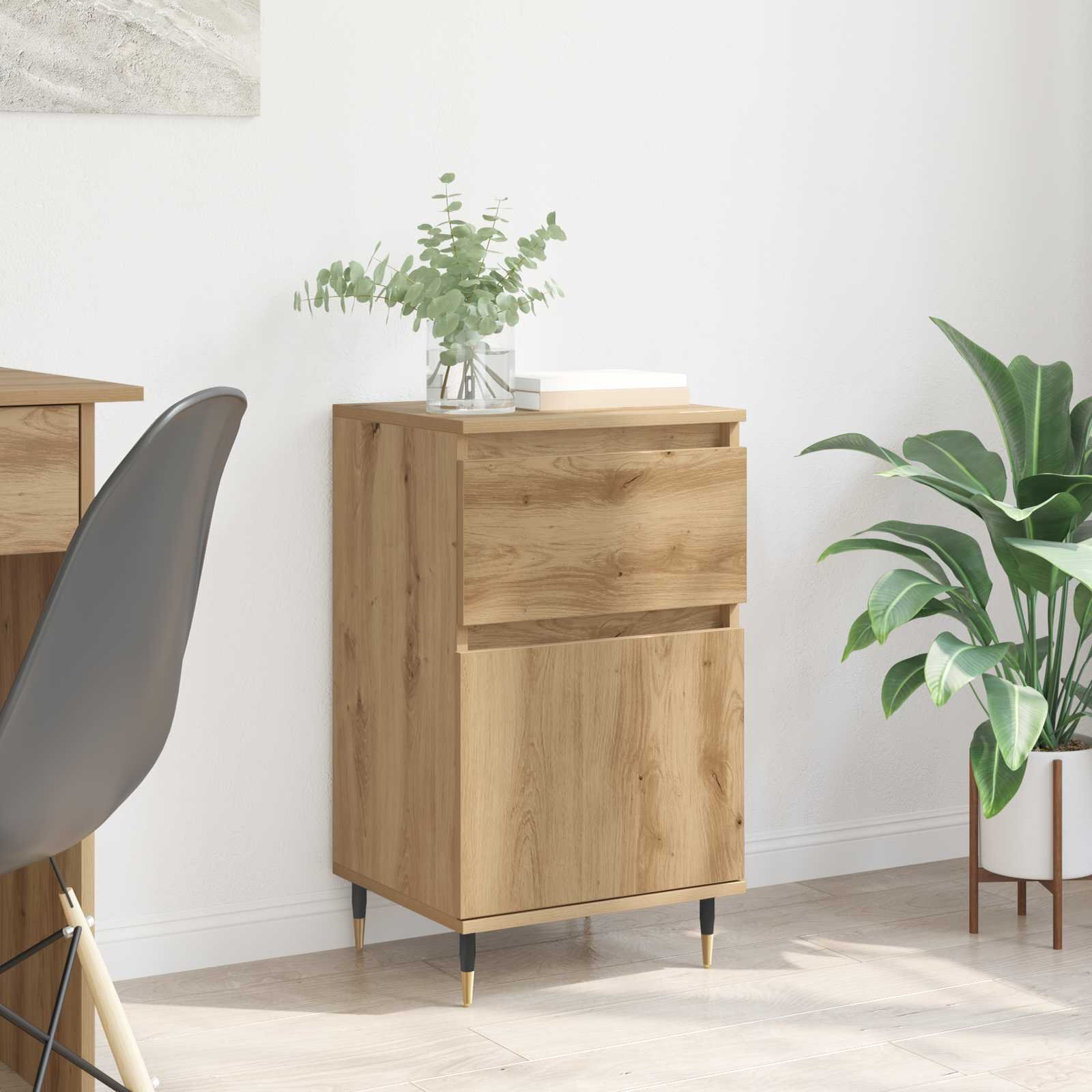 Walplus Engineered Wood 1 Drawer Sideboard - Oak - 40 x 35 x 70 cm