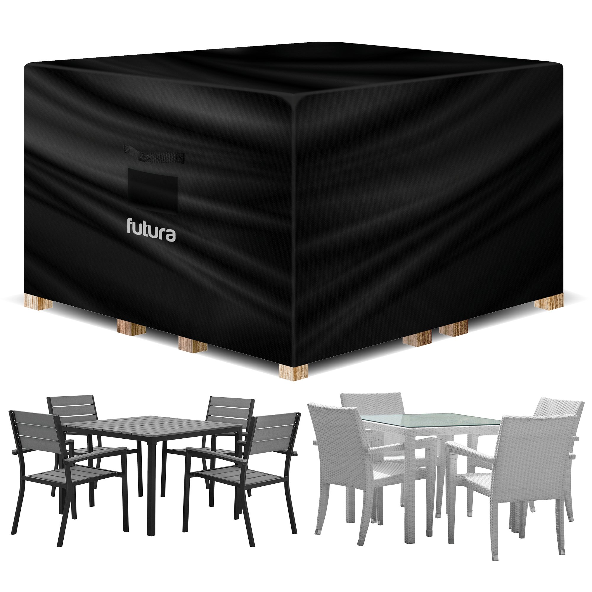 Futura Square Waterproof Premium Garden Furniture Cover 150cm - Black