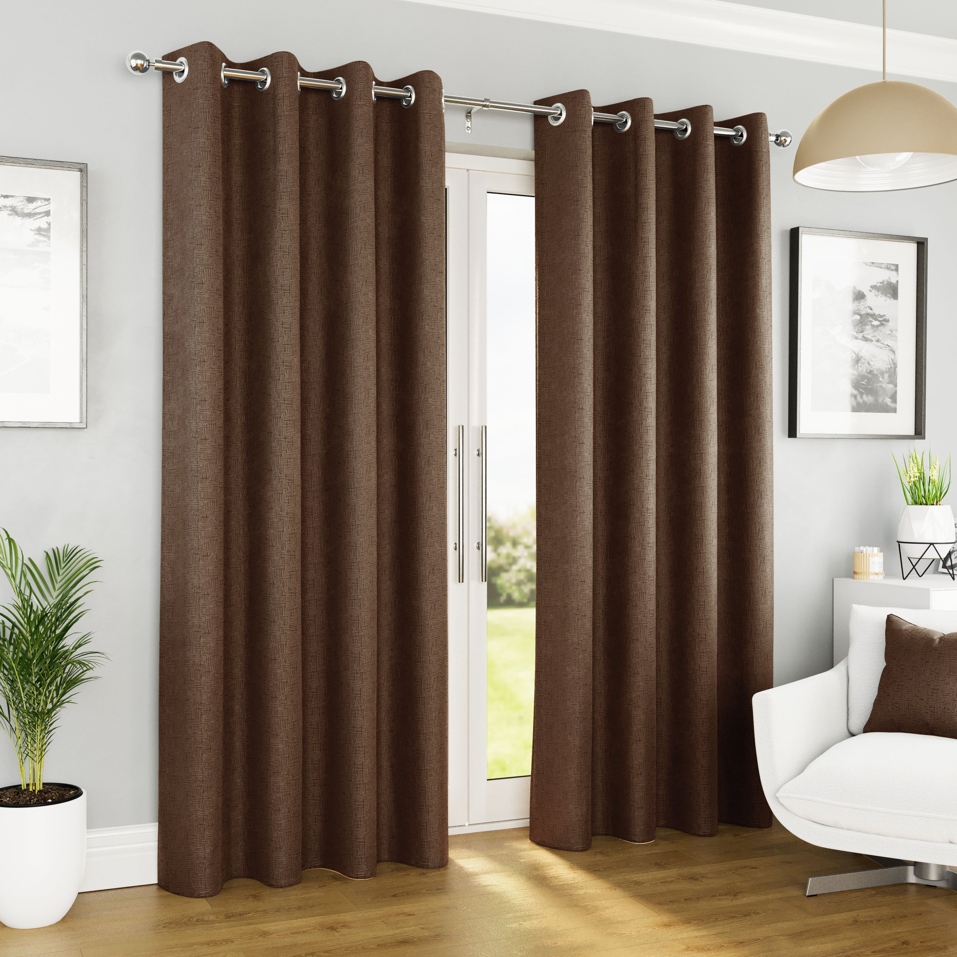 Enhanced Living Vogue Eyelet Thermal Curtains - 117 x 137cm - Chocolate