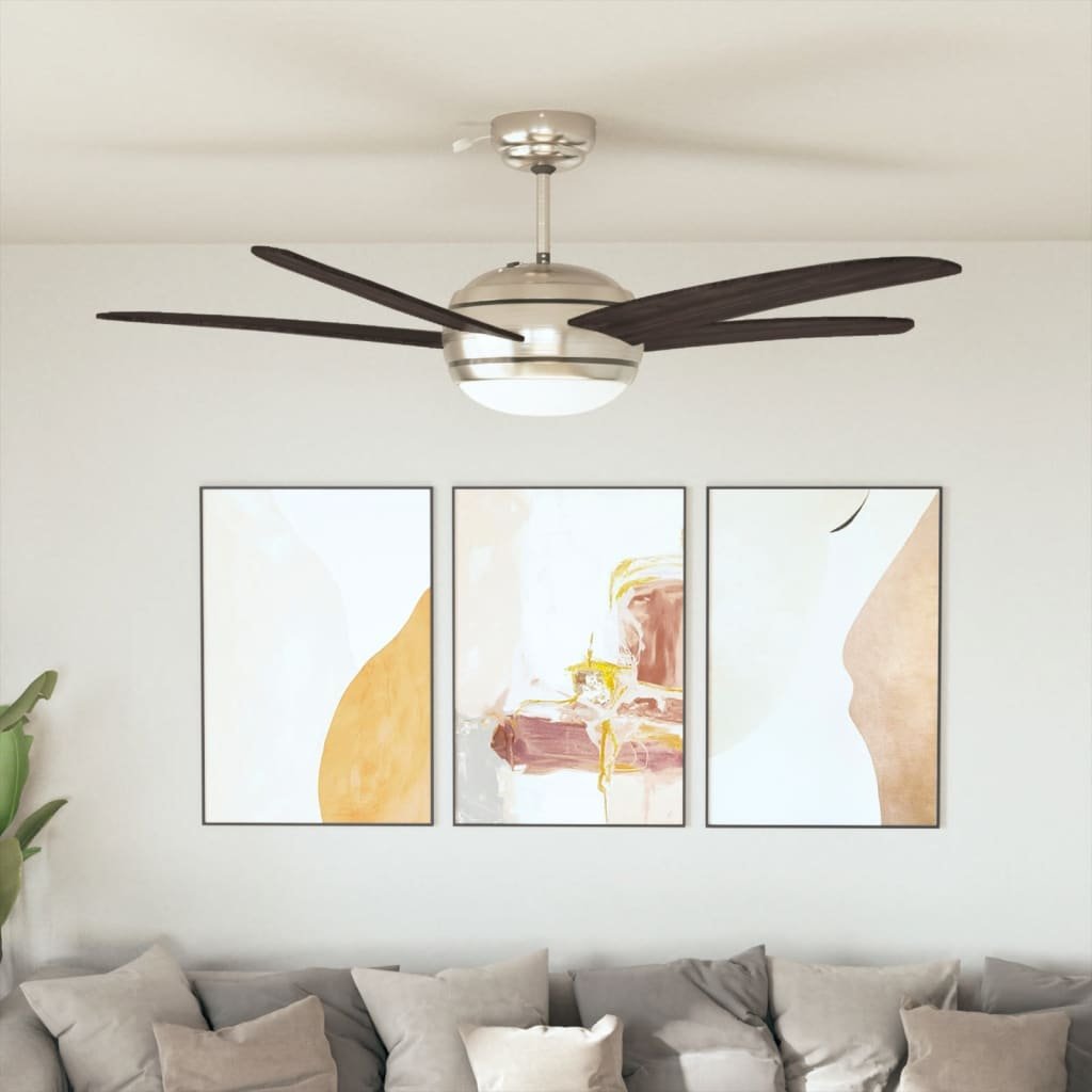 Walplus 128 cm Ornate Ceiling Fan with Light - Brown