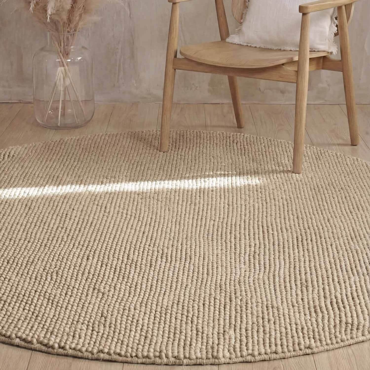 Ted Baker Light Beige Richmond Diana Wool Round Rug - 200cm