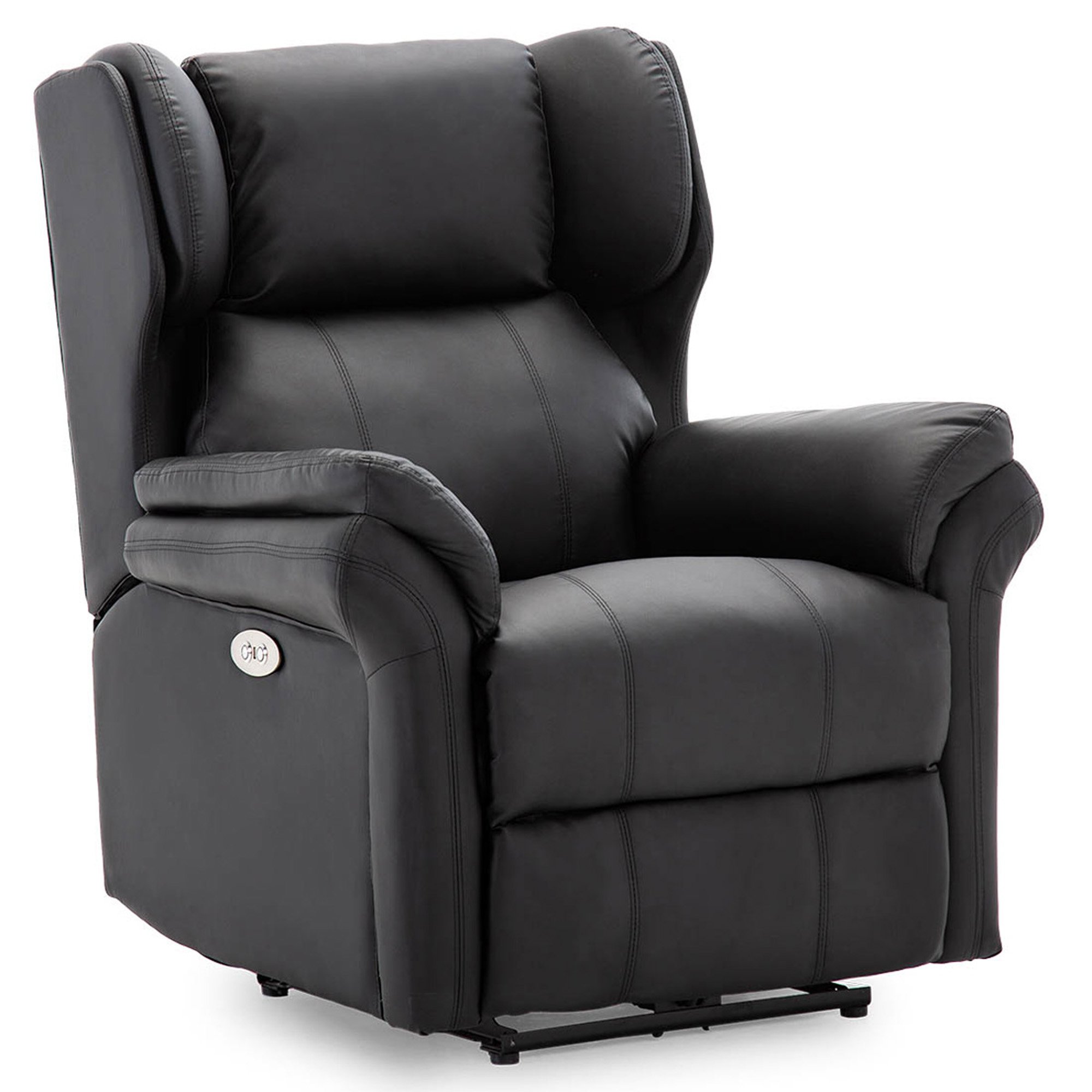 Furniture Online Electric Recliner Chair Usb Charging In Bonded Leather - Black