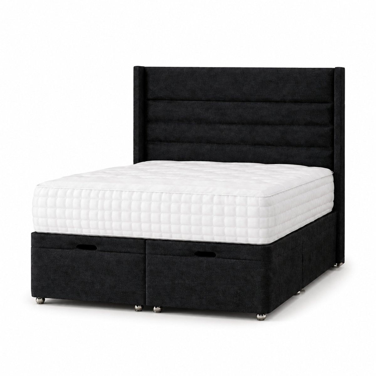 Comfy Deluxe Alpha  4ft6 Double  Ottoman End Lift  Bed Set - Naples Black