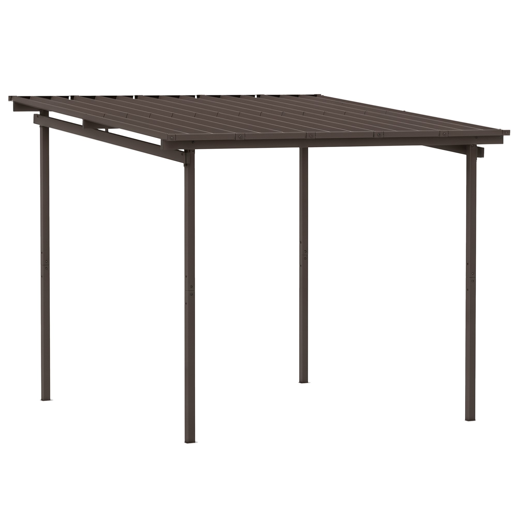 Outsunny Garden Pergola with Waterproof Metal Roof - Brown