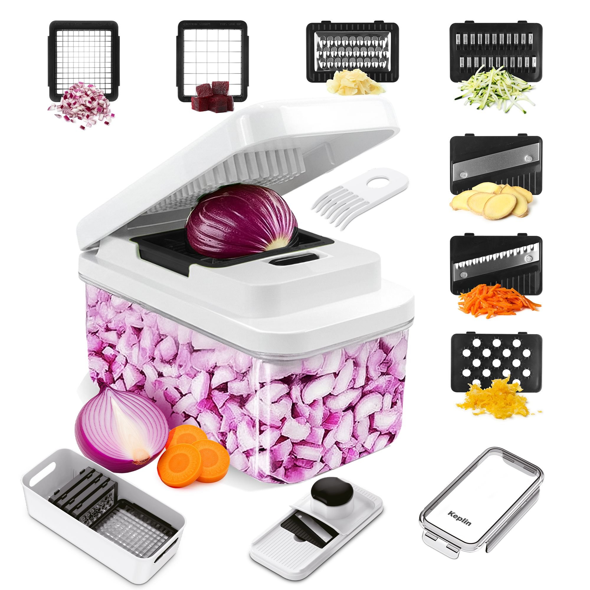 Keplin 7 in 1 Vegetable Chopper - Black and White