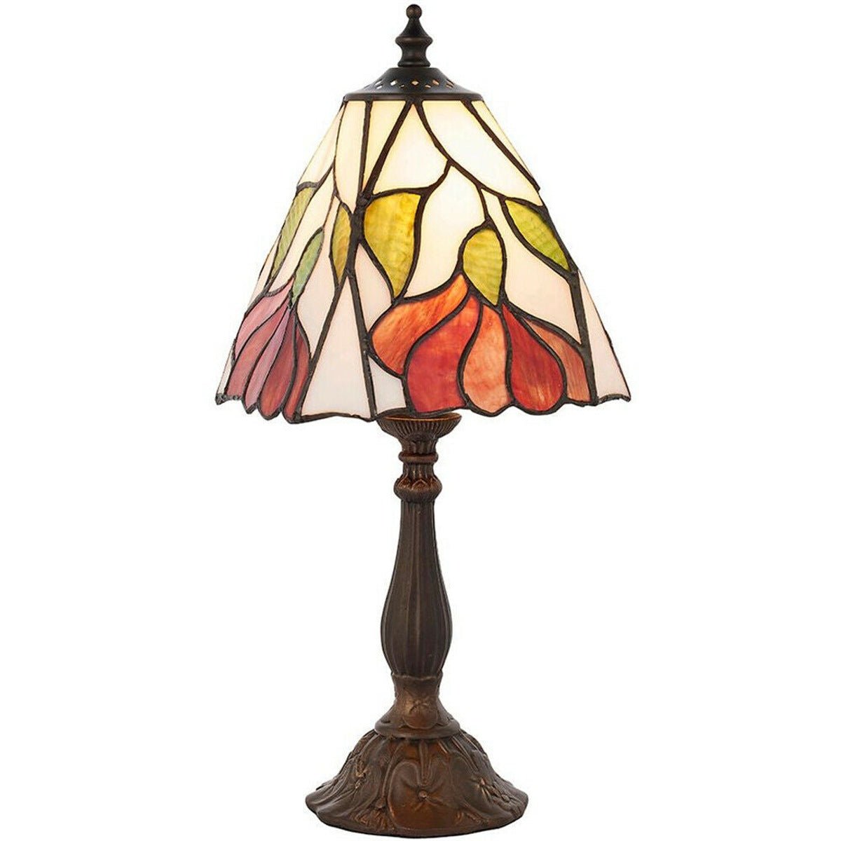 Loops Direct 16cm Tiffany Glass Floral Table Lamp - Dark Bronze