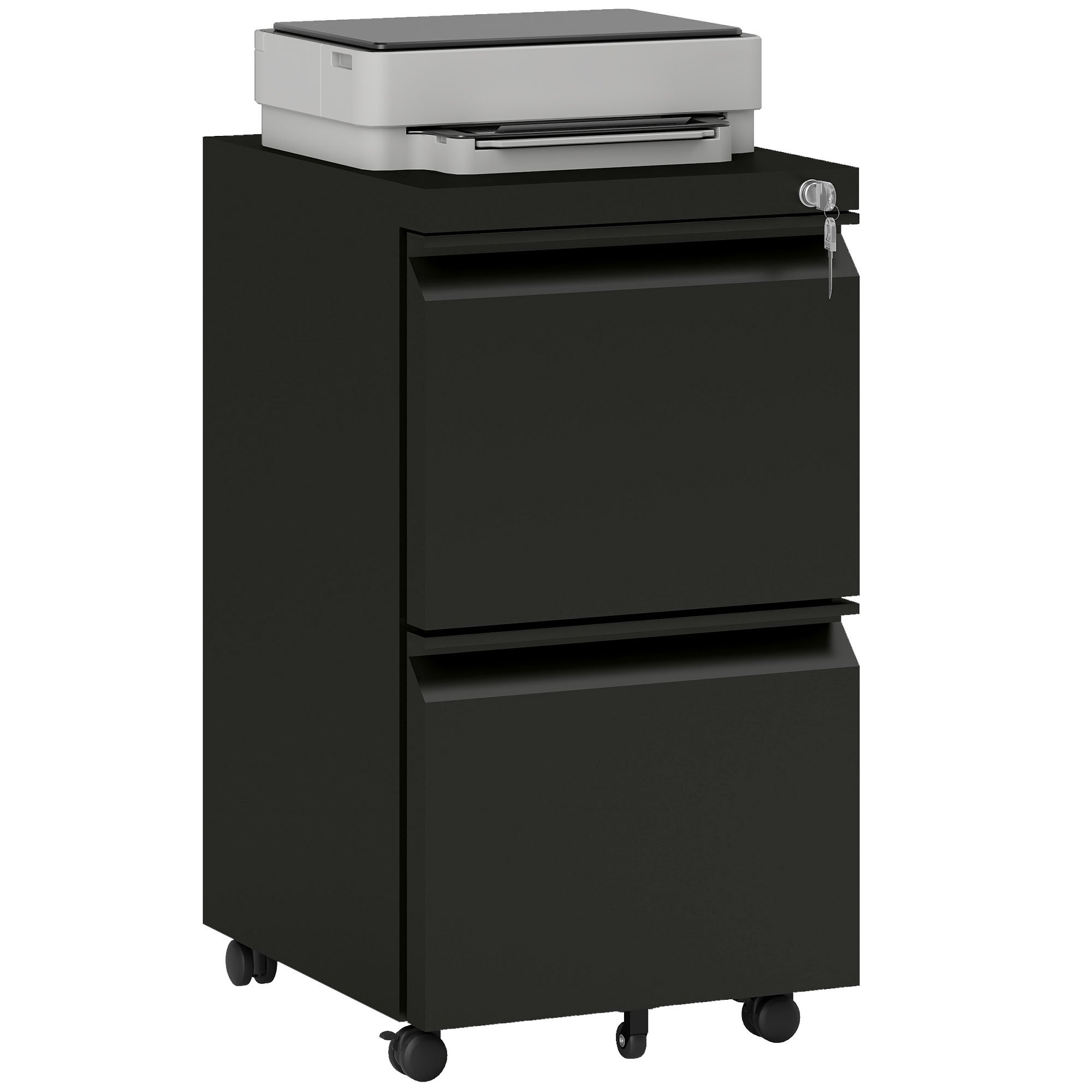 Vinsetto 2 Drawer Metal Lockable File Cabinet - Black