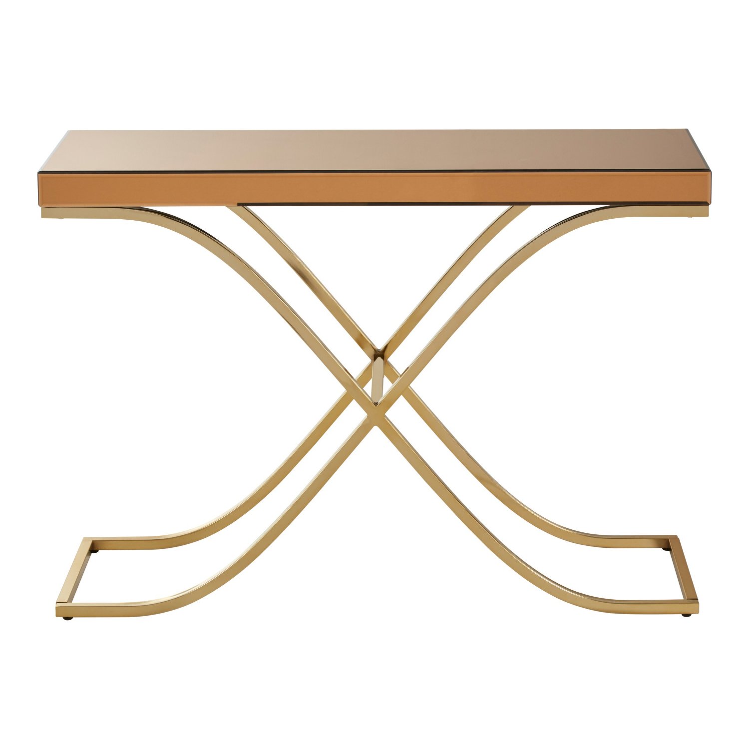 Orsina Kensington Townhouse Mirrored Console Table – Light Brown & Gold