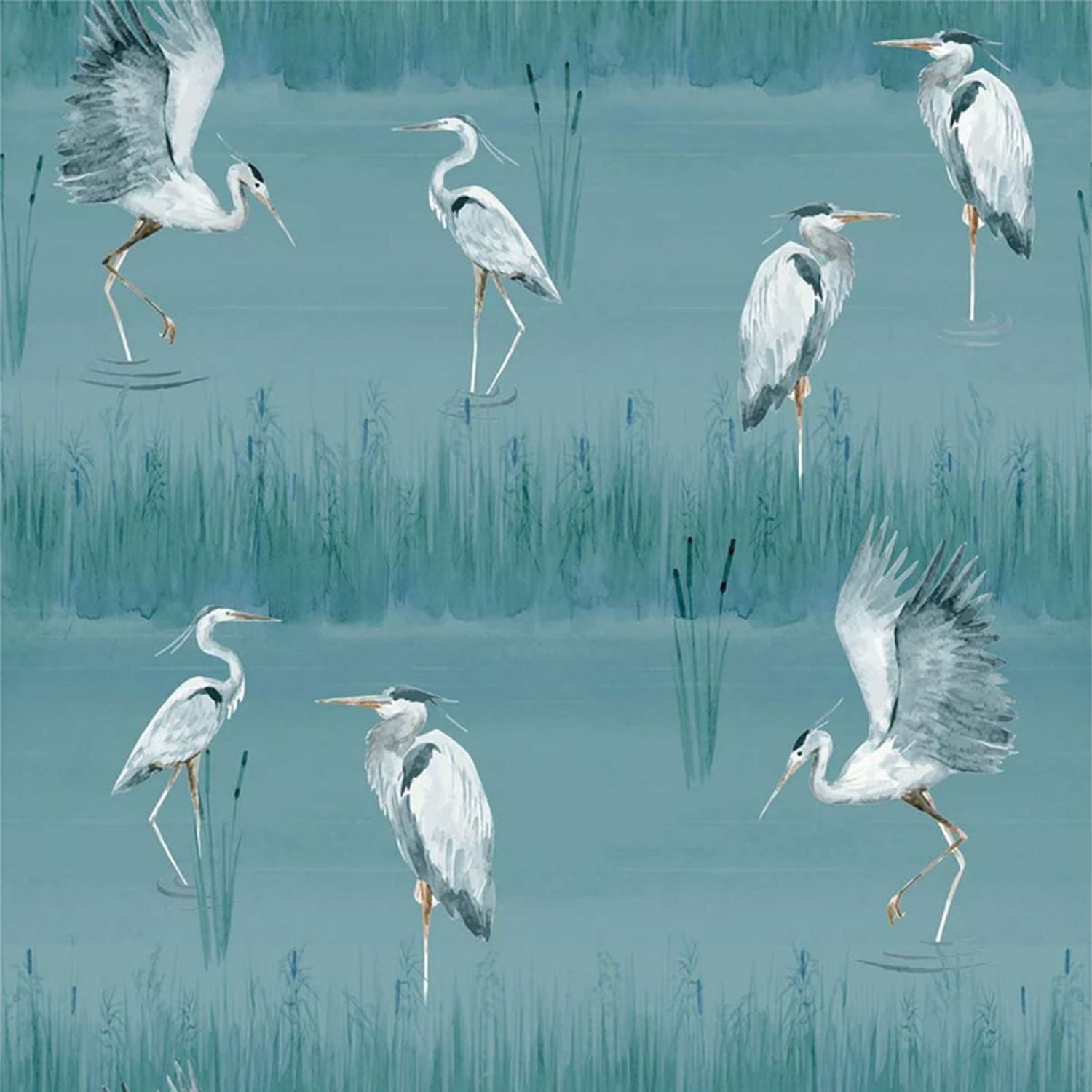 Arthouse Heron River Wallpaper - Blue