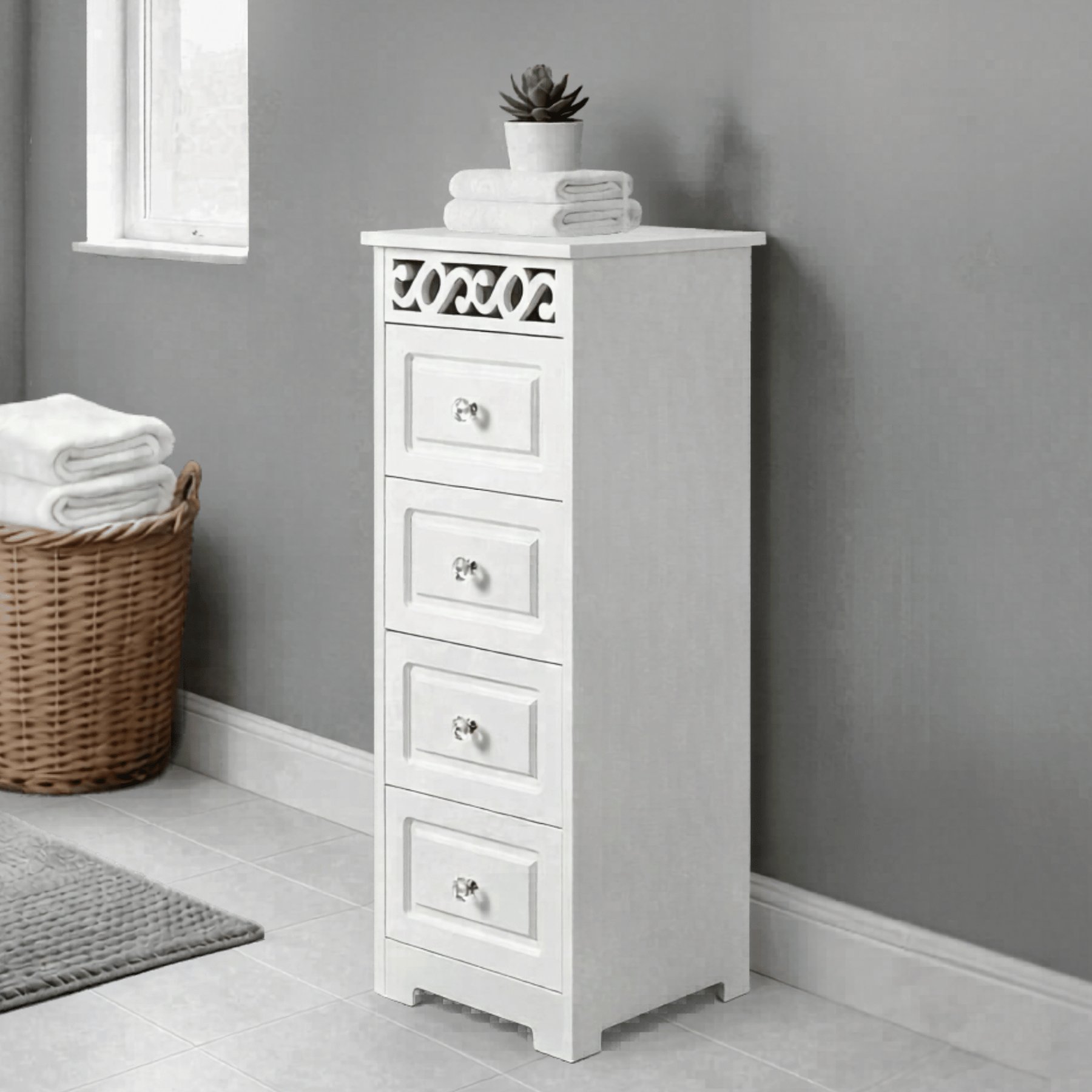 Home Source Whitehaven 4 Drawer Storage Unit – White