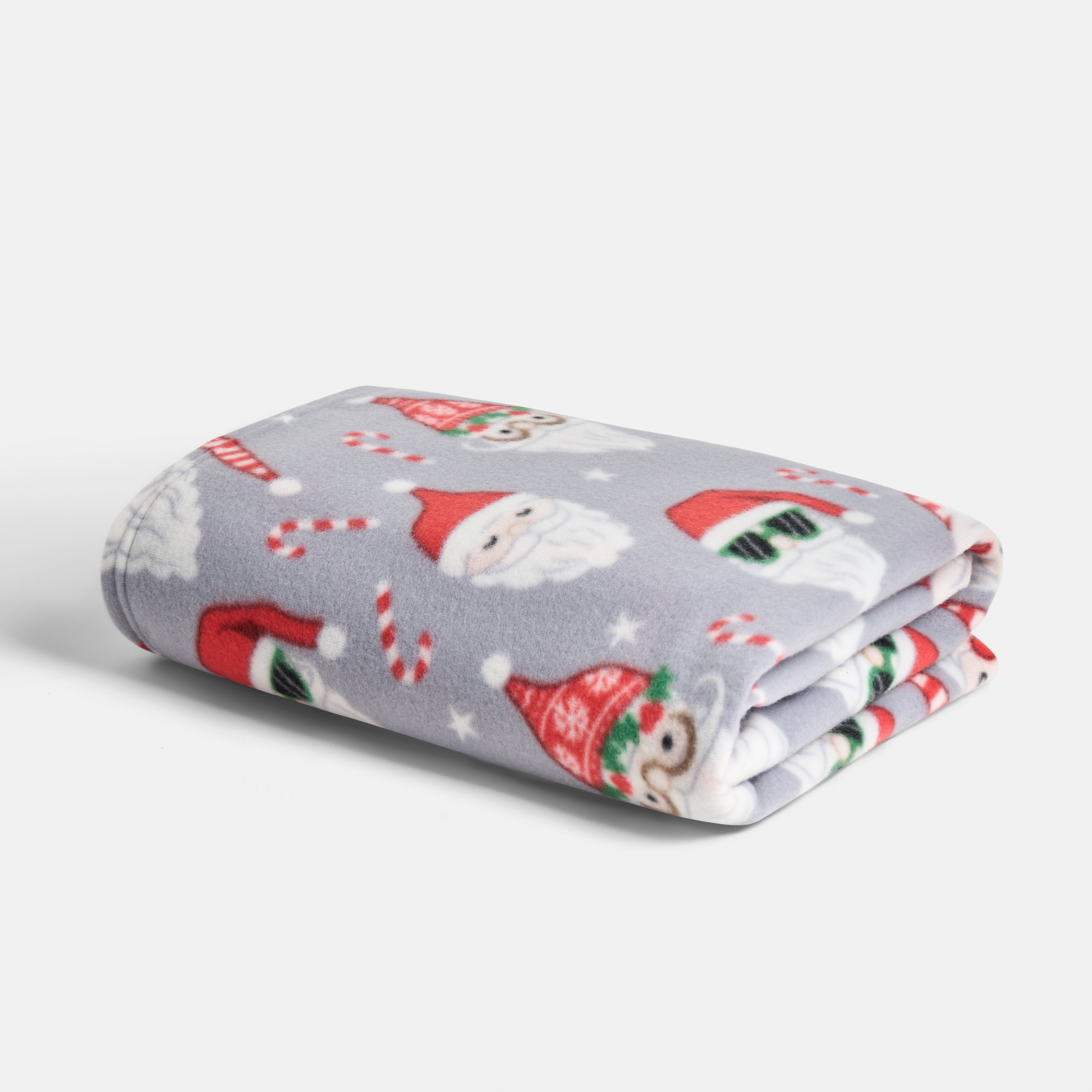 OHS Fun Santa Polar Fleece Blanket Throw 120 x 150cm - Grey