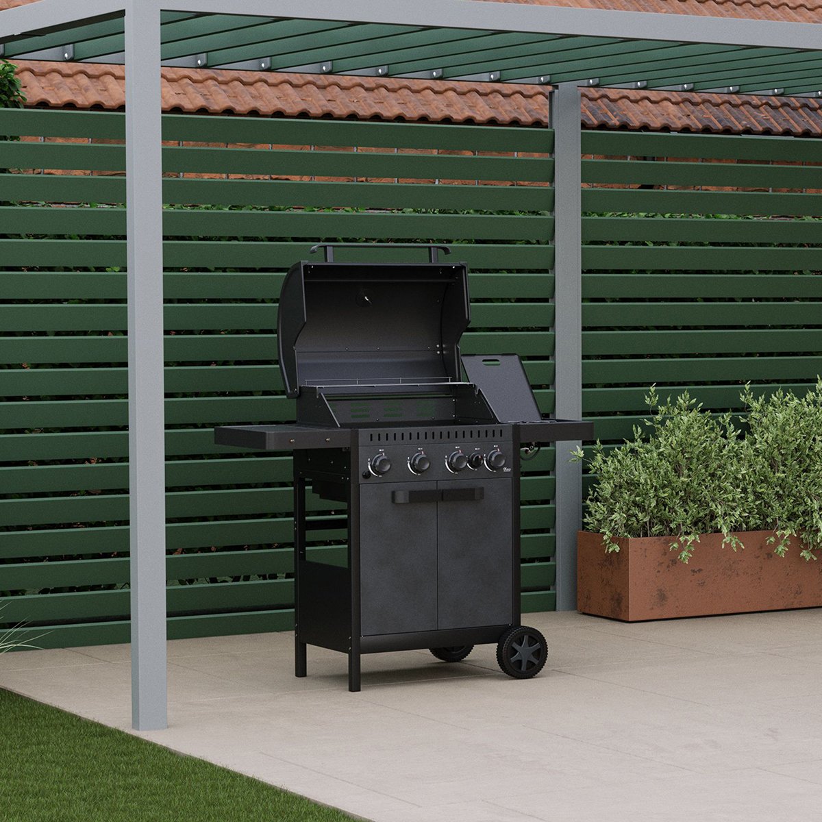 Charles Bentley Ottimo 350 4 Burner Gas BBQ - Black