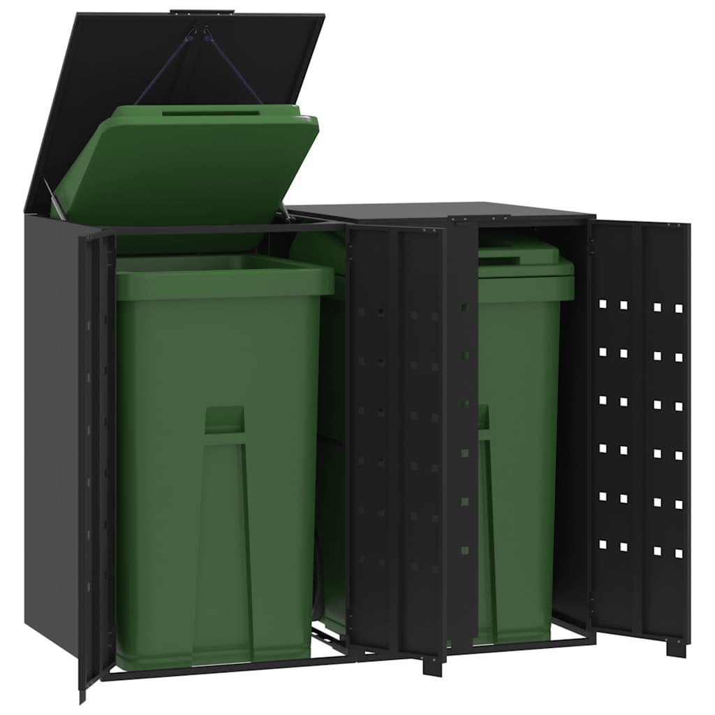 Walplus Steel Wheelie Bin Store - Black - 138 x 79 x 117 cm