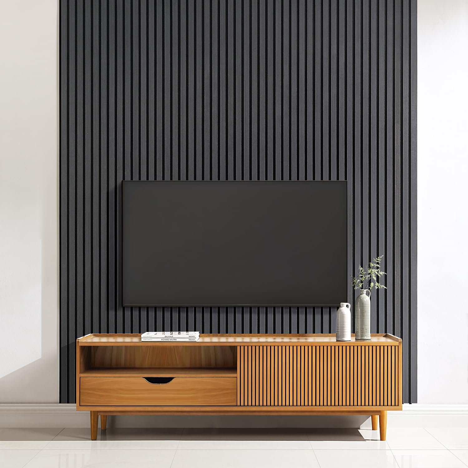 Home Treats Wooden Wall Panel Acoustic 3D  120cm - Grey Oak
