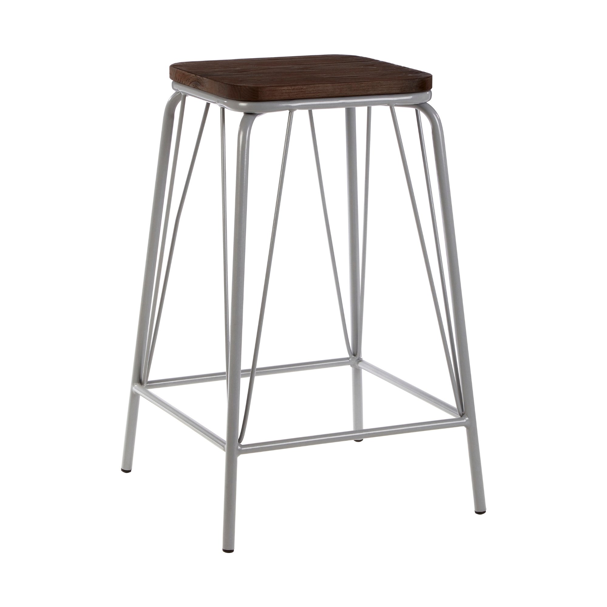 Orsina District Elm Wood Bar Stool – Grey and Natural